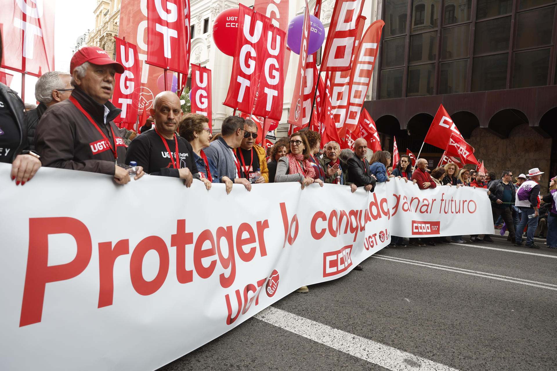Cabecera de la manifestación del Primero de Mayo de Madrid.
