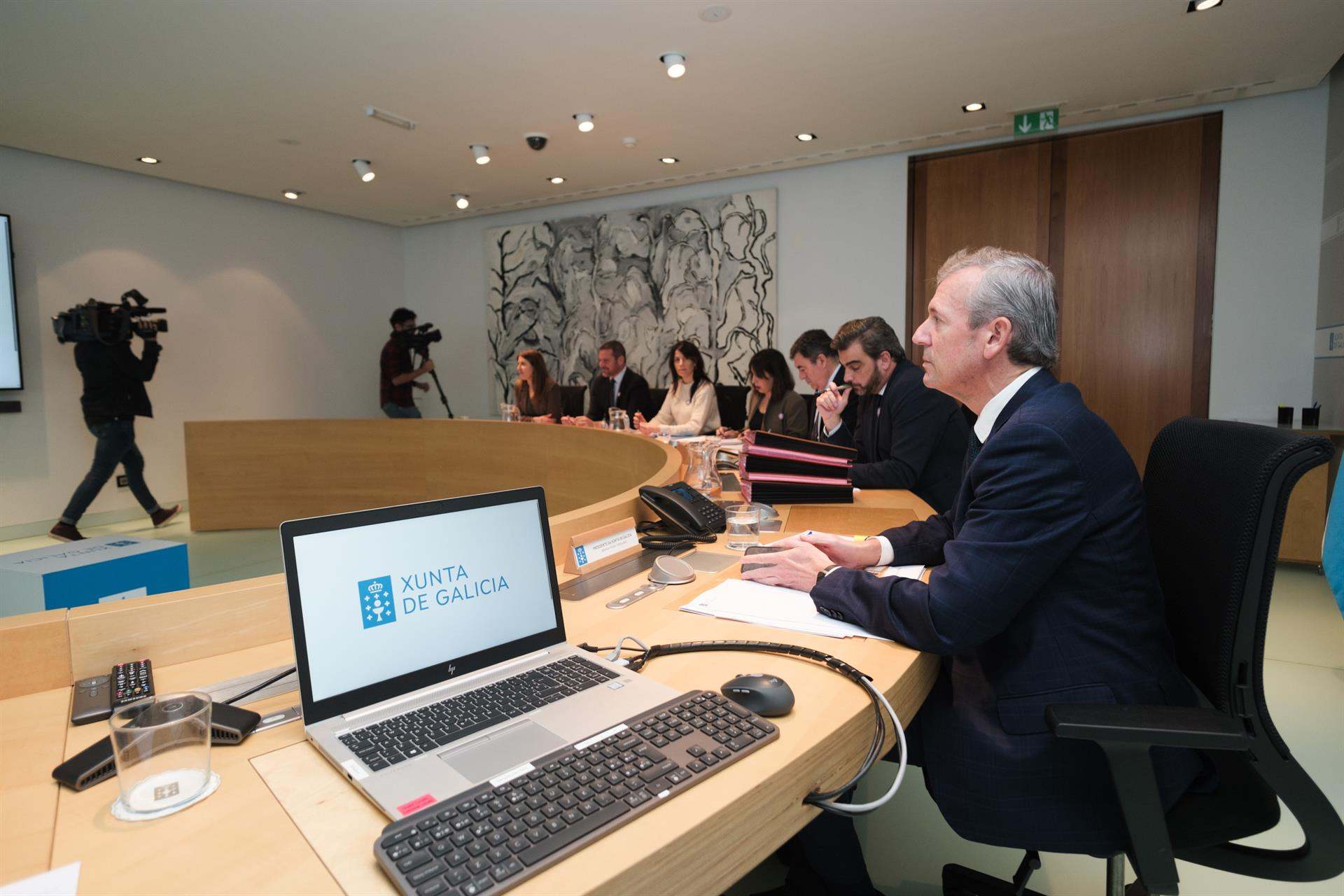 El presidente de la Xunta, Alfonso Rueda, en el la reunión semanal de Consello.