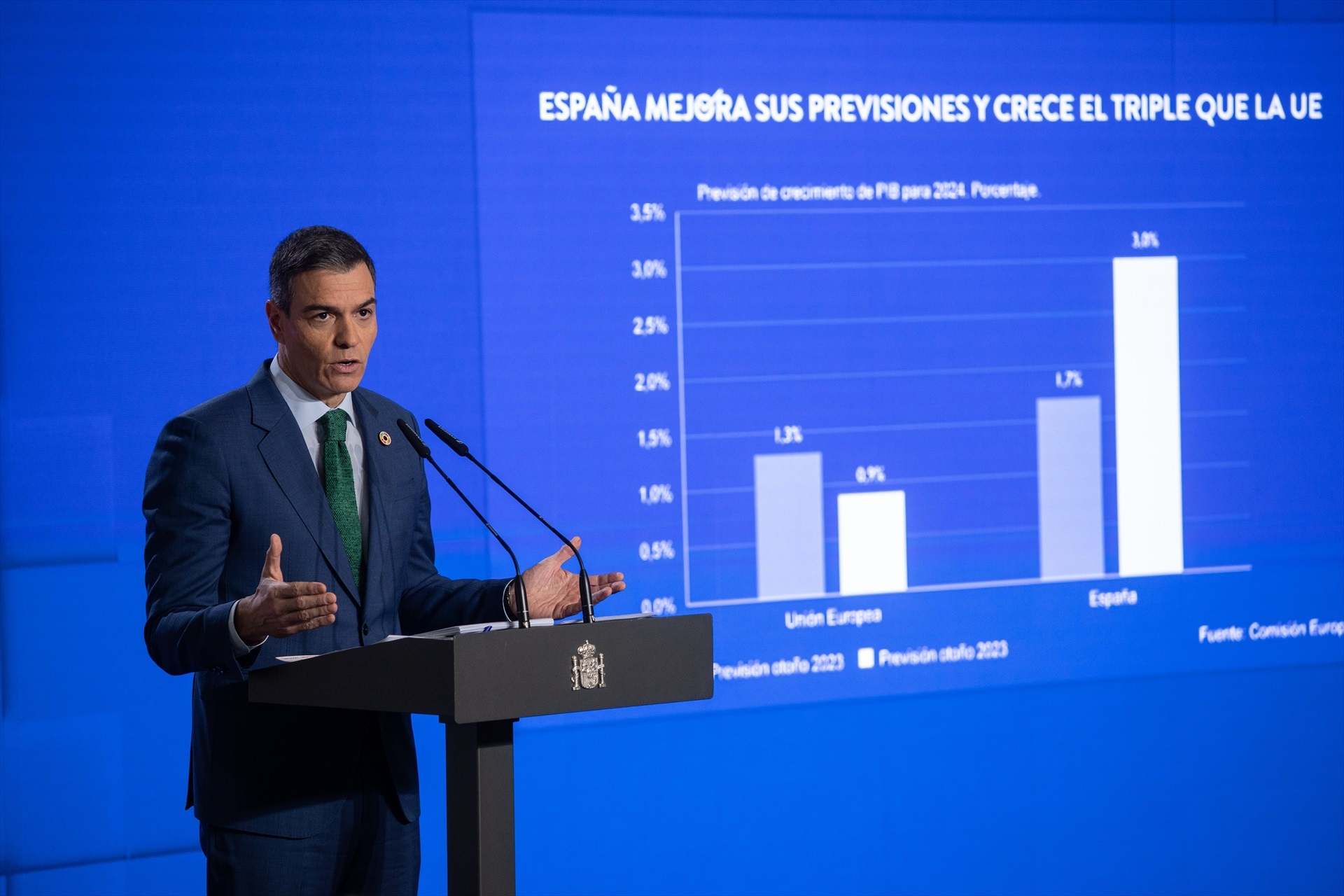 El presidente del Gobierno, Pedro Sánchez, durante una rueda de prensa posterior a la reunión del Consejo de Ministros