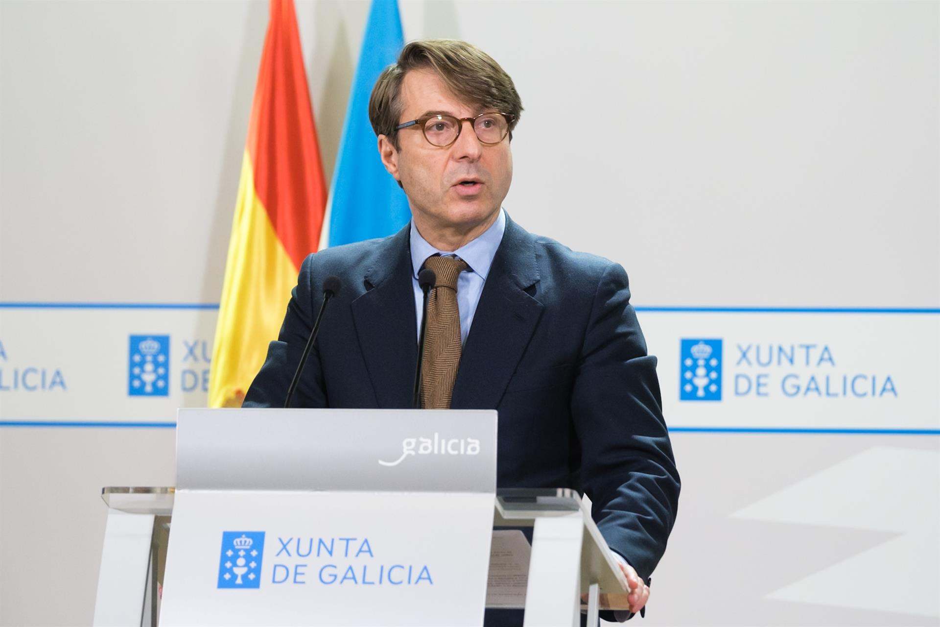 El conselleiro de Facenda, Miguel Corgos, durante la rueda de prensa posterior al Consello de la Xunta.