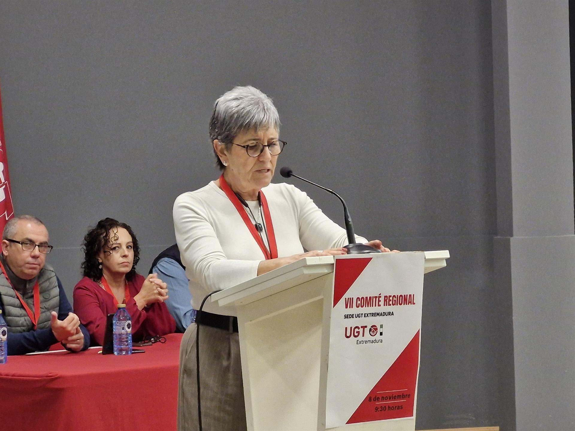La secretaria de UGT Extremadura, Patrocinio Sánchez