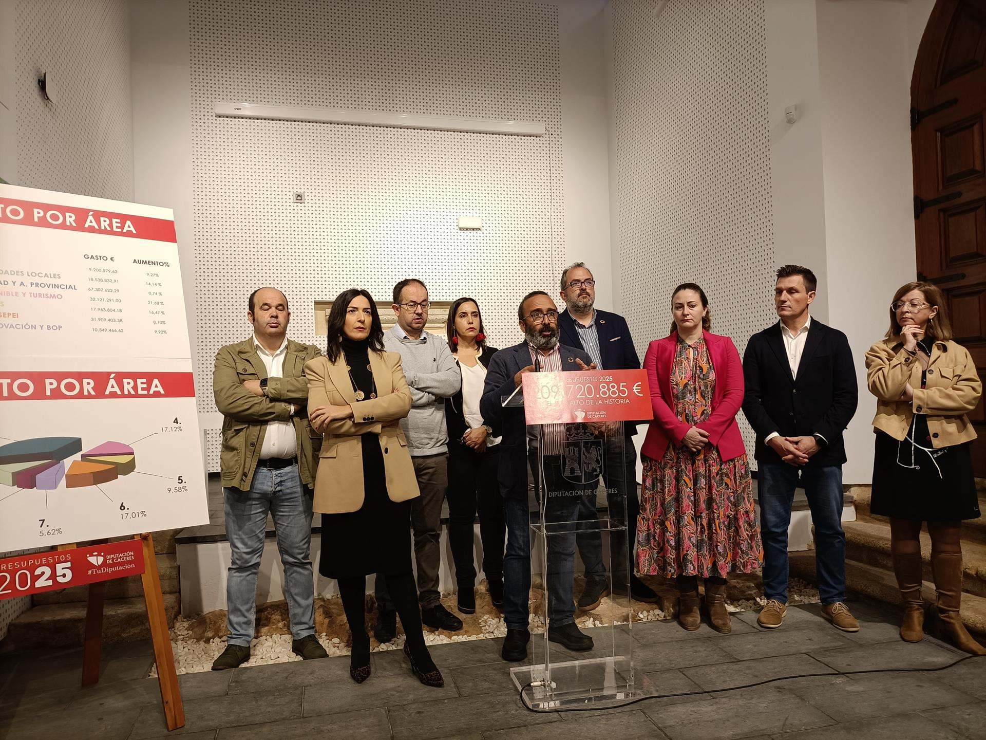 El presidente de la Diputación de Cáceres, Miguel Ángel Morales, con su equipo de Gobierno