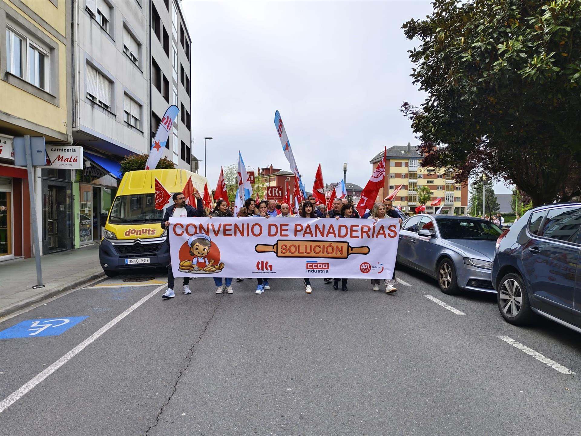 Manifestación en Lugo por un convenio de panaderías.