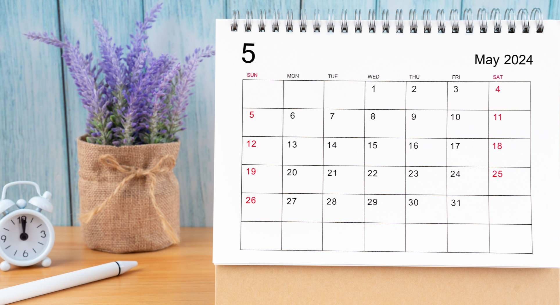 Calendario del mes de mayo 2024. / Foto: Dreamstime