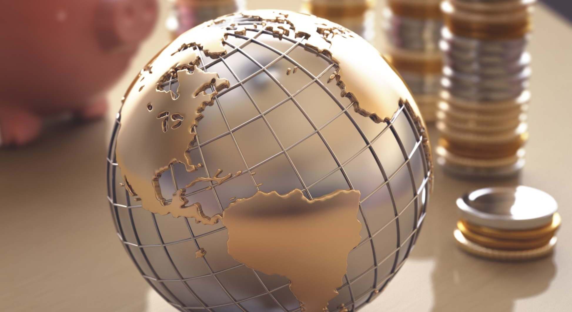 Bola del mundo con monedas