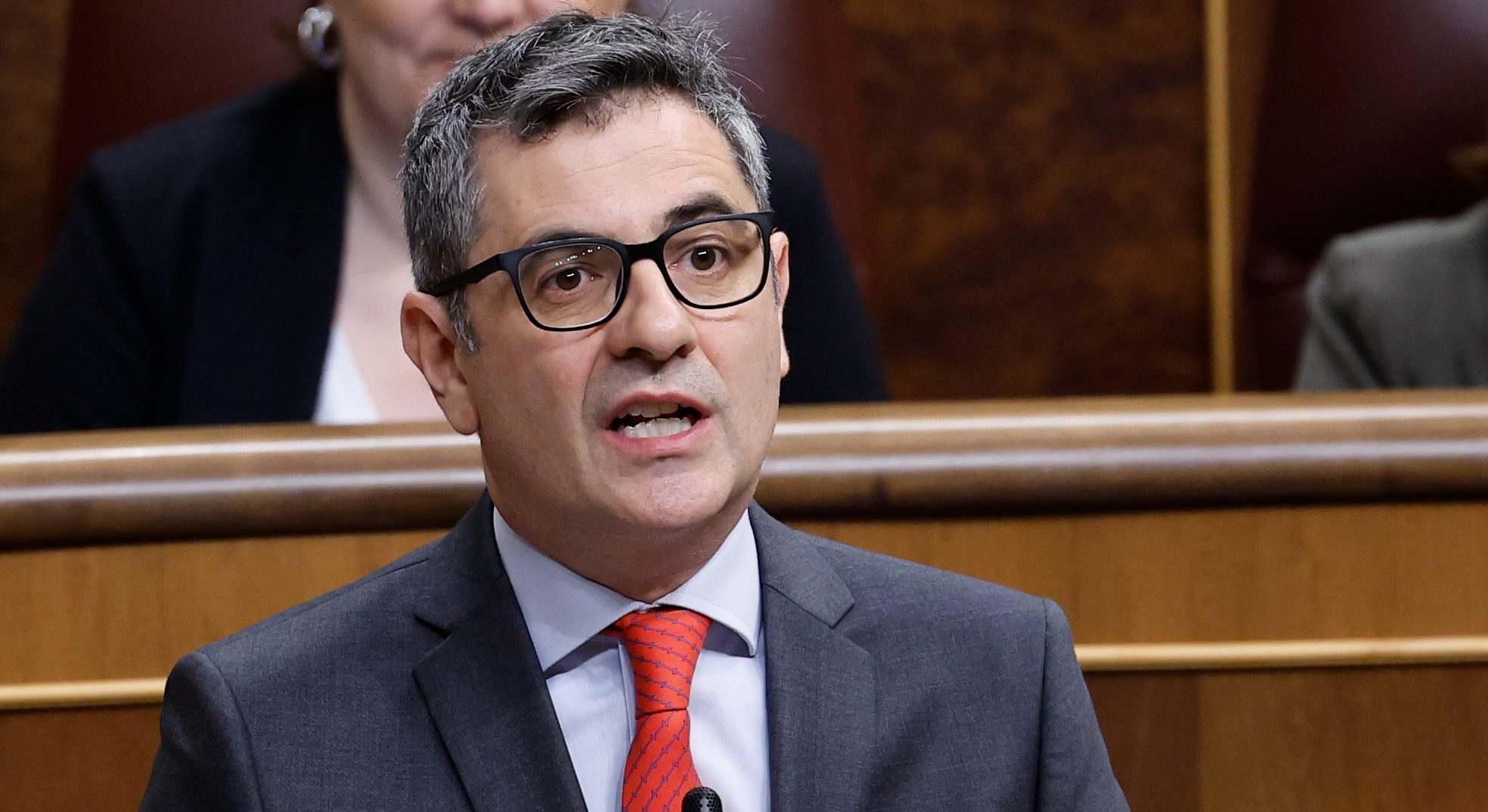 El ministro de Presidencia, Justicia y Relación con las Cortes, Félix Bolaños, y la presidenta del Consejo General de la Abogacía, Victoria Ortega.