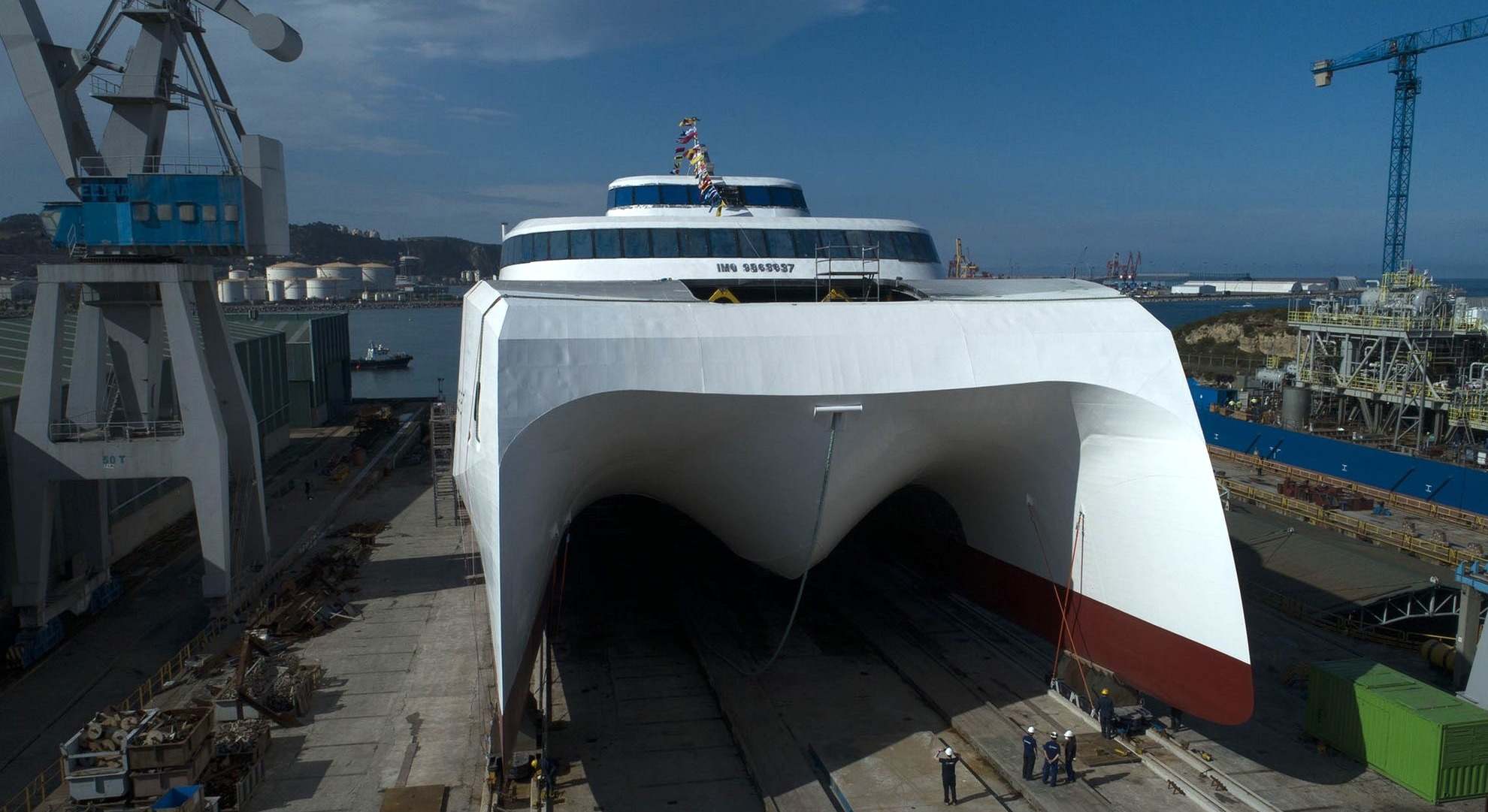 El 'Margarita Salas', en los astilleros de Armon en Gijón.