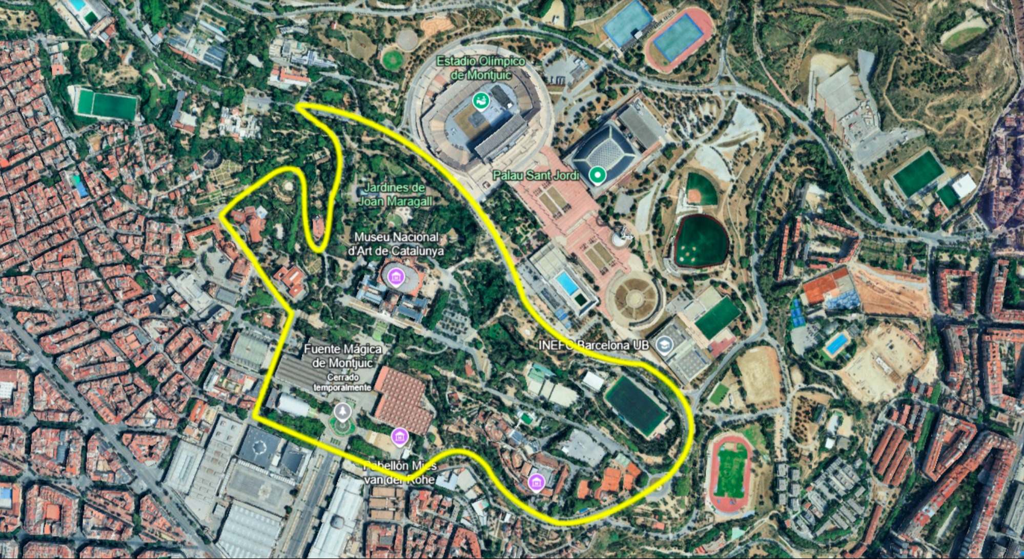 Trazado del antiguo circuito de Montjuïc. EE