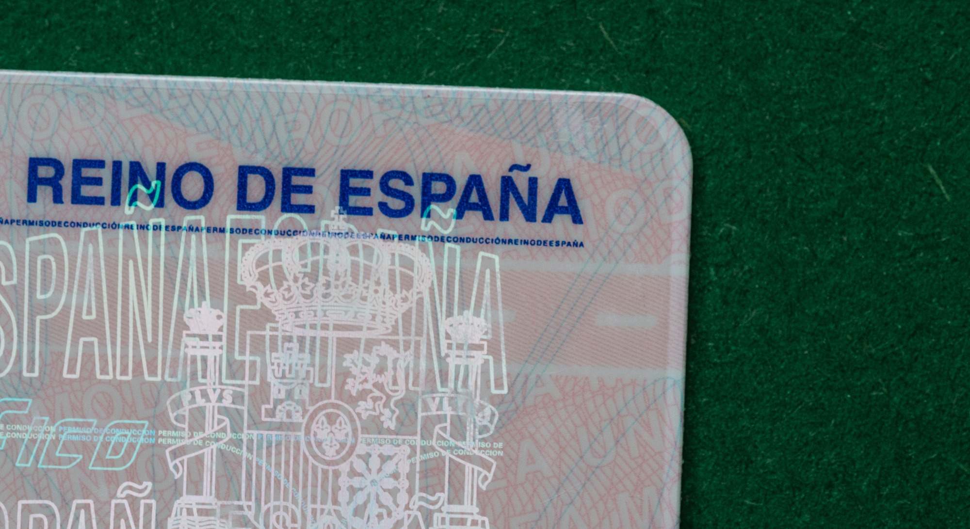 Borde de un carnet de conducir