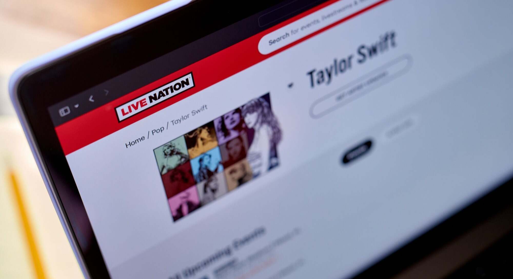 El concierto de Taylor Swift, en la web de Live Nation. Foto: Bloomberg