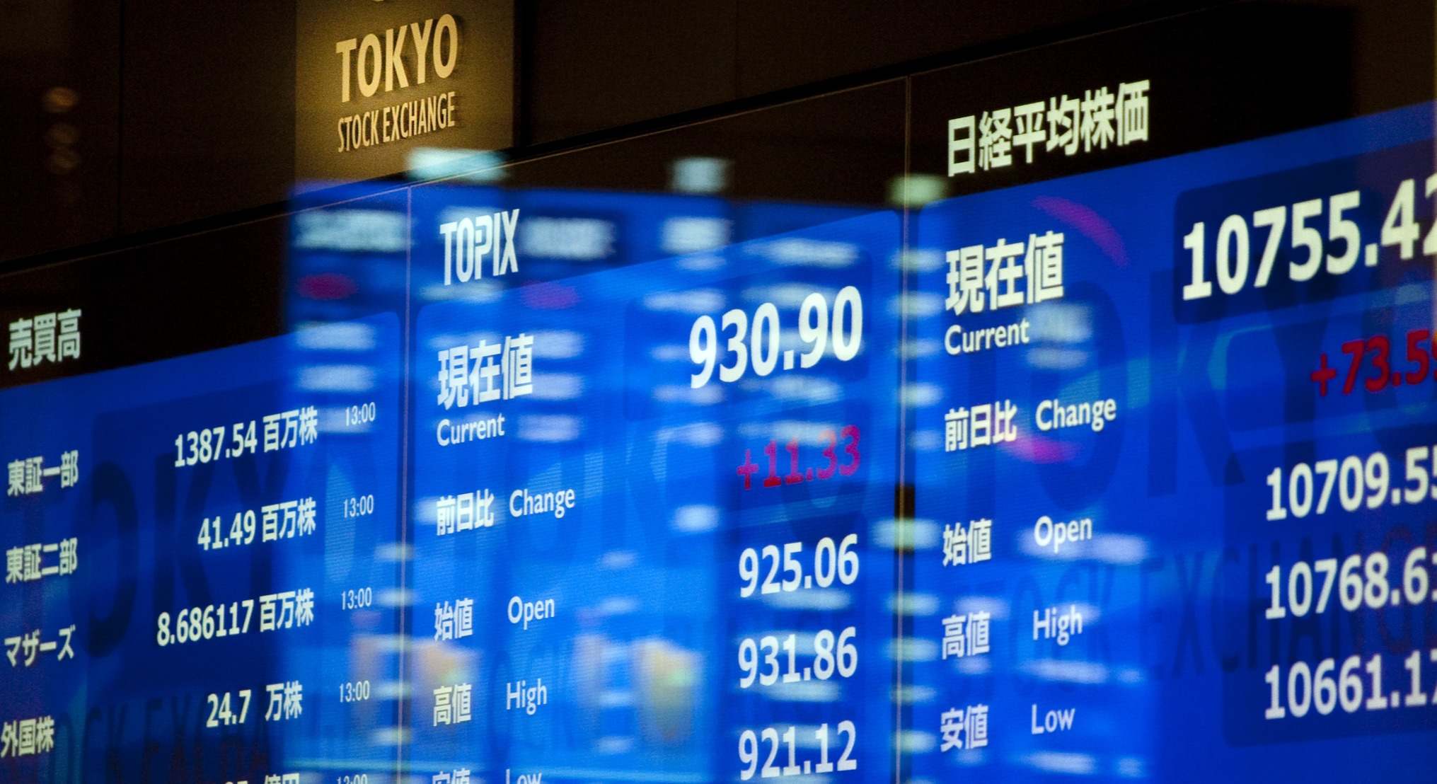 Panel de la bolsa de Japón