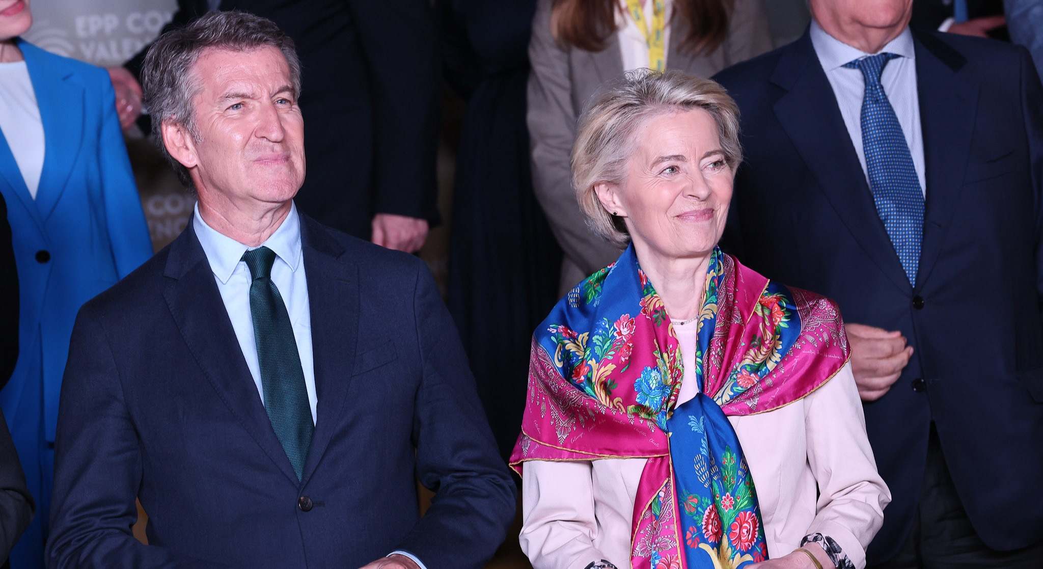 Feijóo y Von der Leyen en un momento del Congreso del PPE en Valencia.