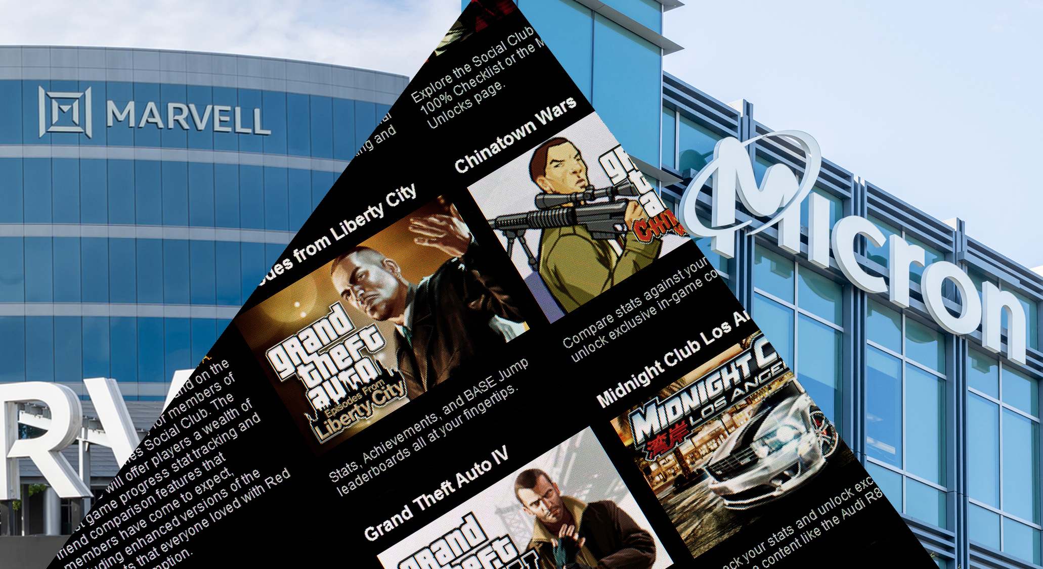 Imágenes de las empresas Marvell, Take-Two y Micron