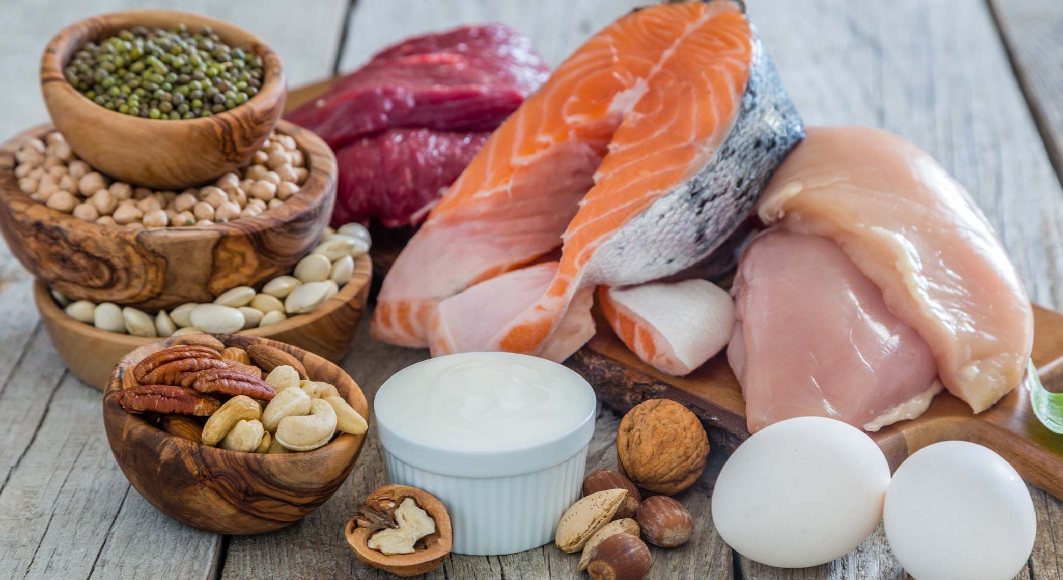 Diferentes alimentos ricos en proteínas