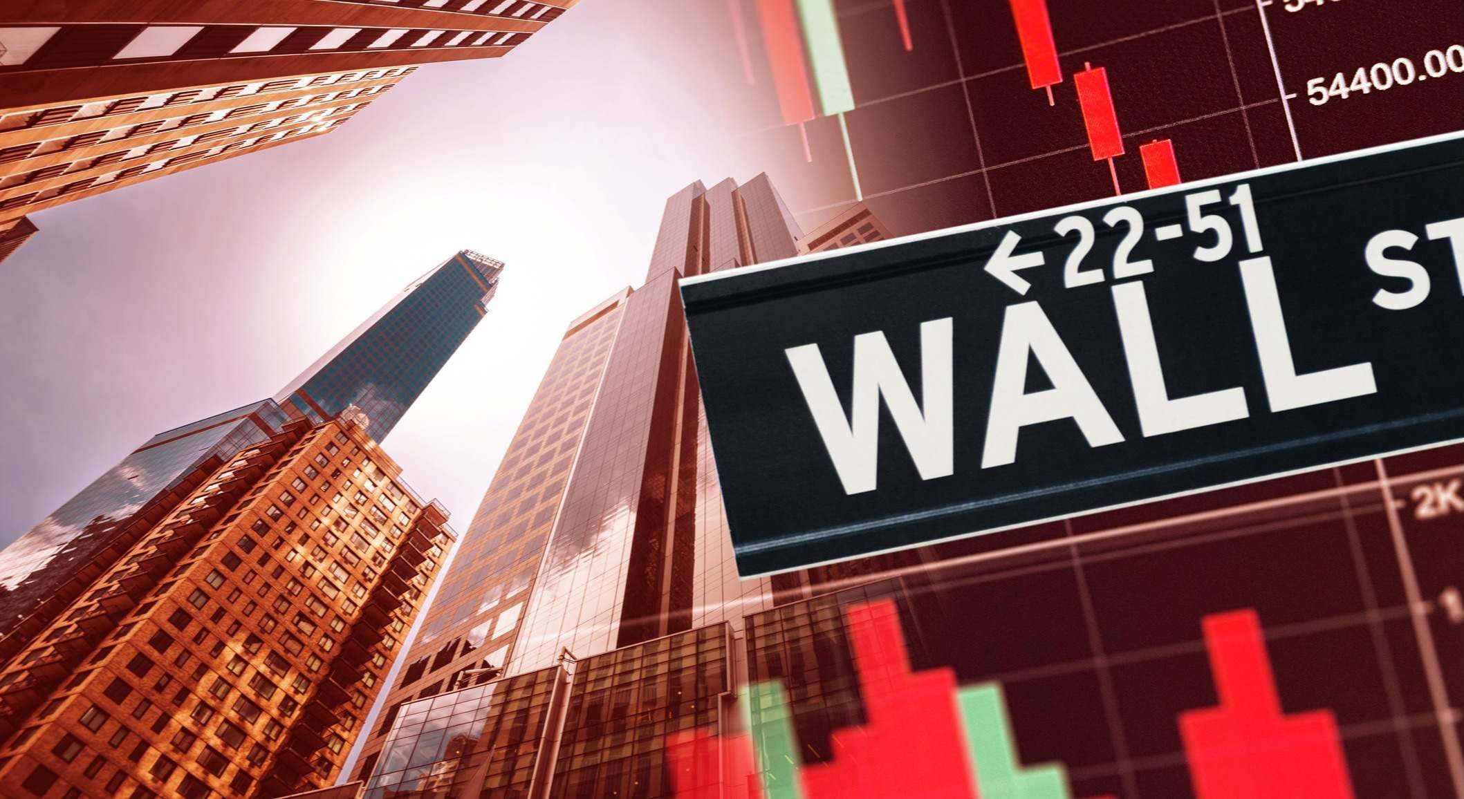 Cartel de Wall Street con gráficas y rascacielos