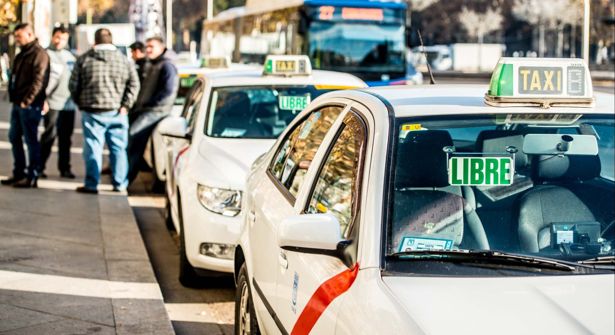 Taxis estacionados en Madrid