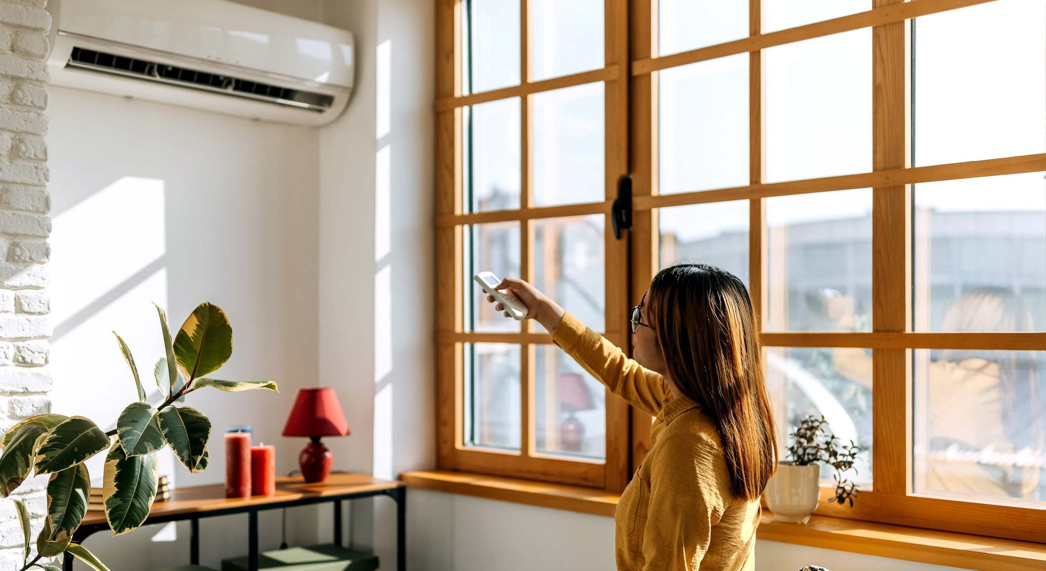 Una mujer regula el aire acondicionado. / Foto: iStock
