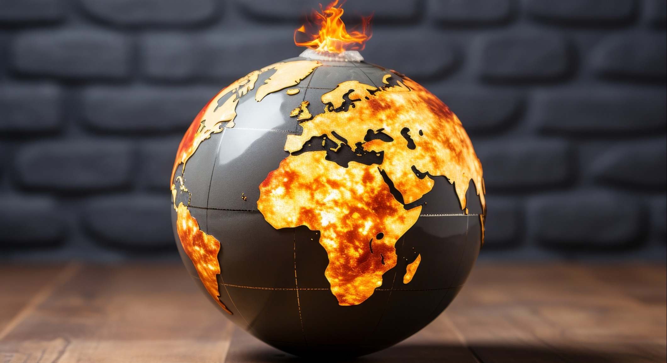 Un globo terráqueo ardiendo