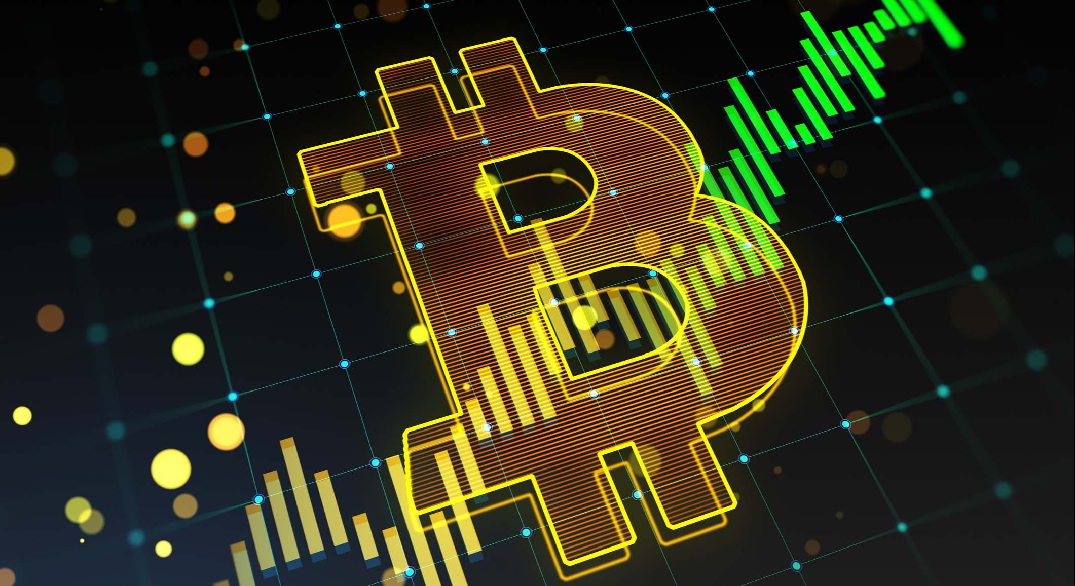 Logo de bitcoin con fiebre de subida de cotización