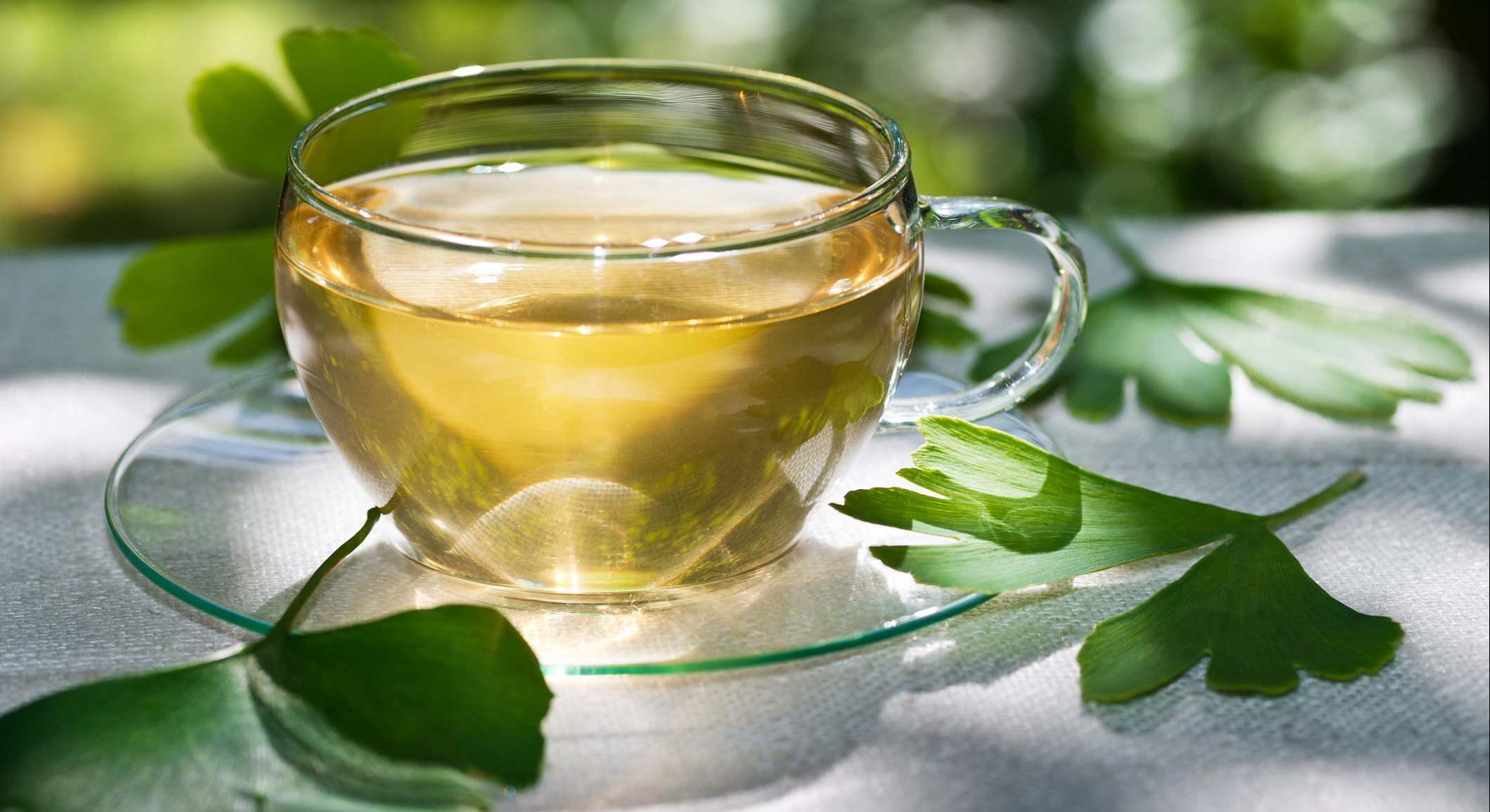 Copa de té con hojas Ginkgo