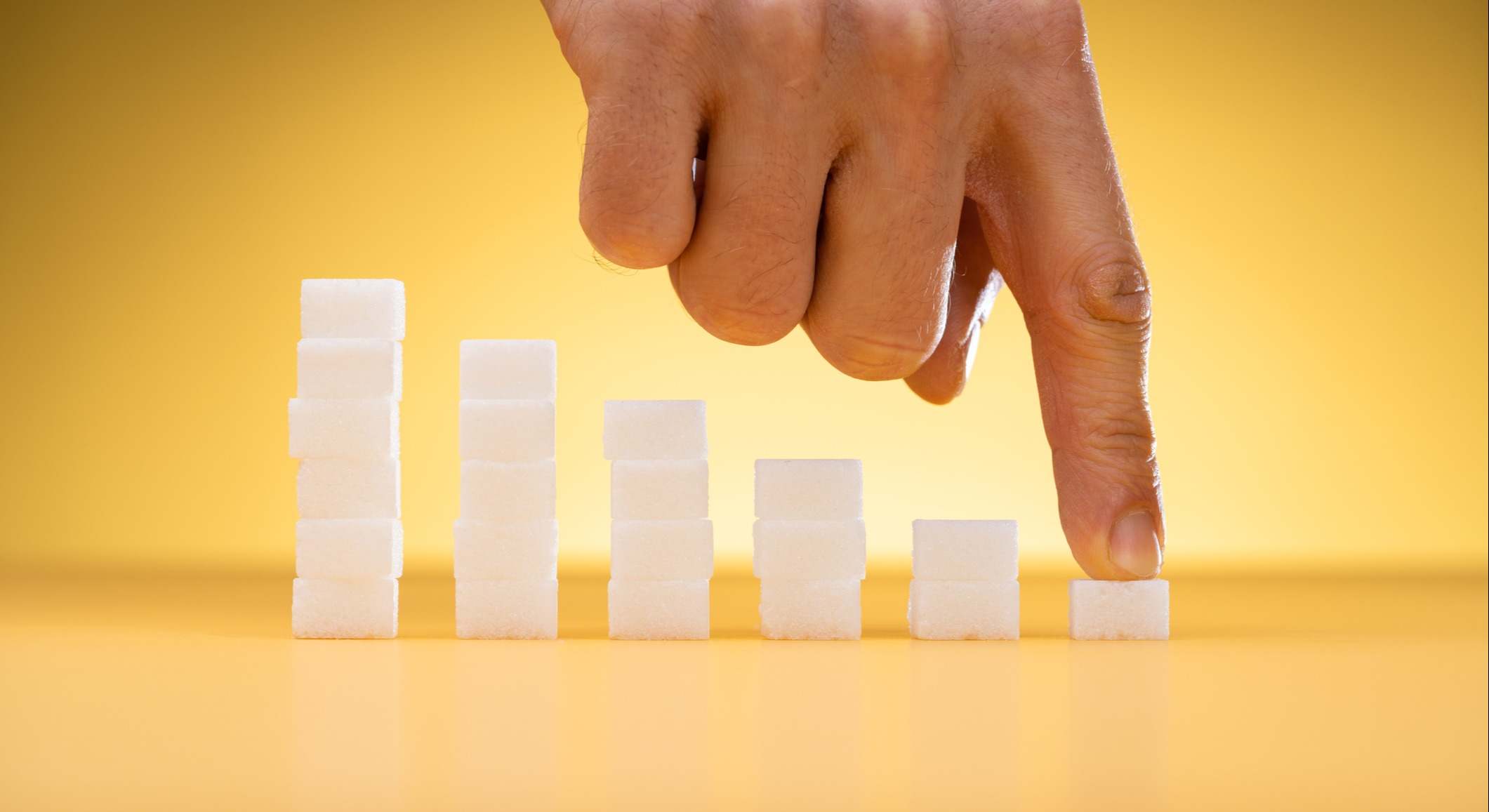 Terrones de azúcar que van disminuyendo