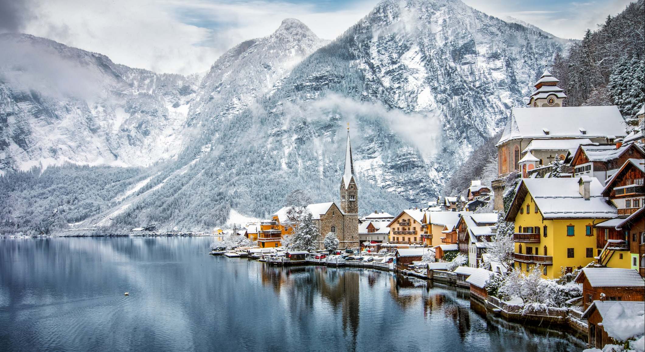 Vista invernal de Hallstatt