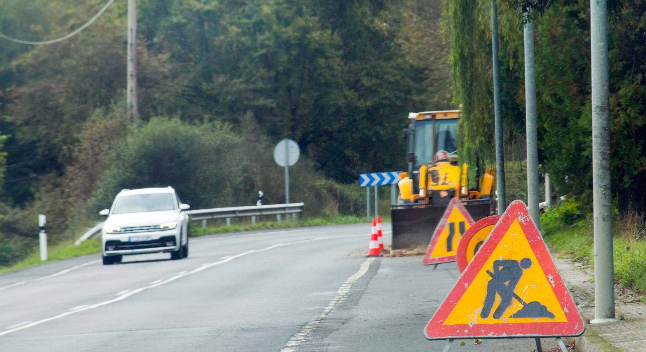 Carretera estrechada por obras