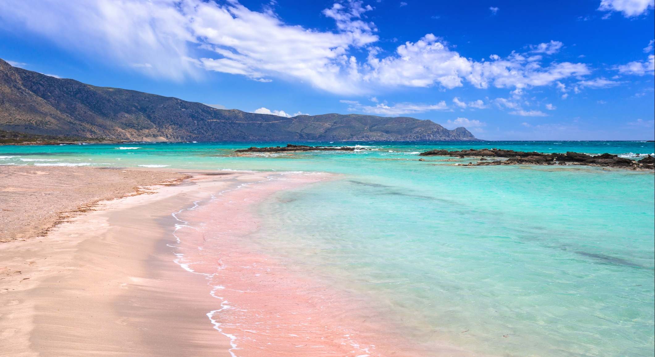 Playa rosa de Creta