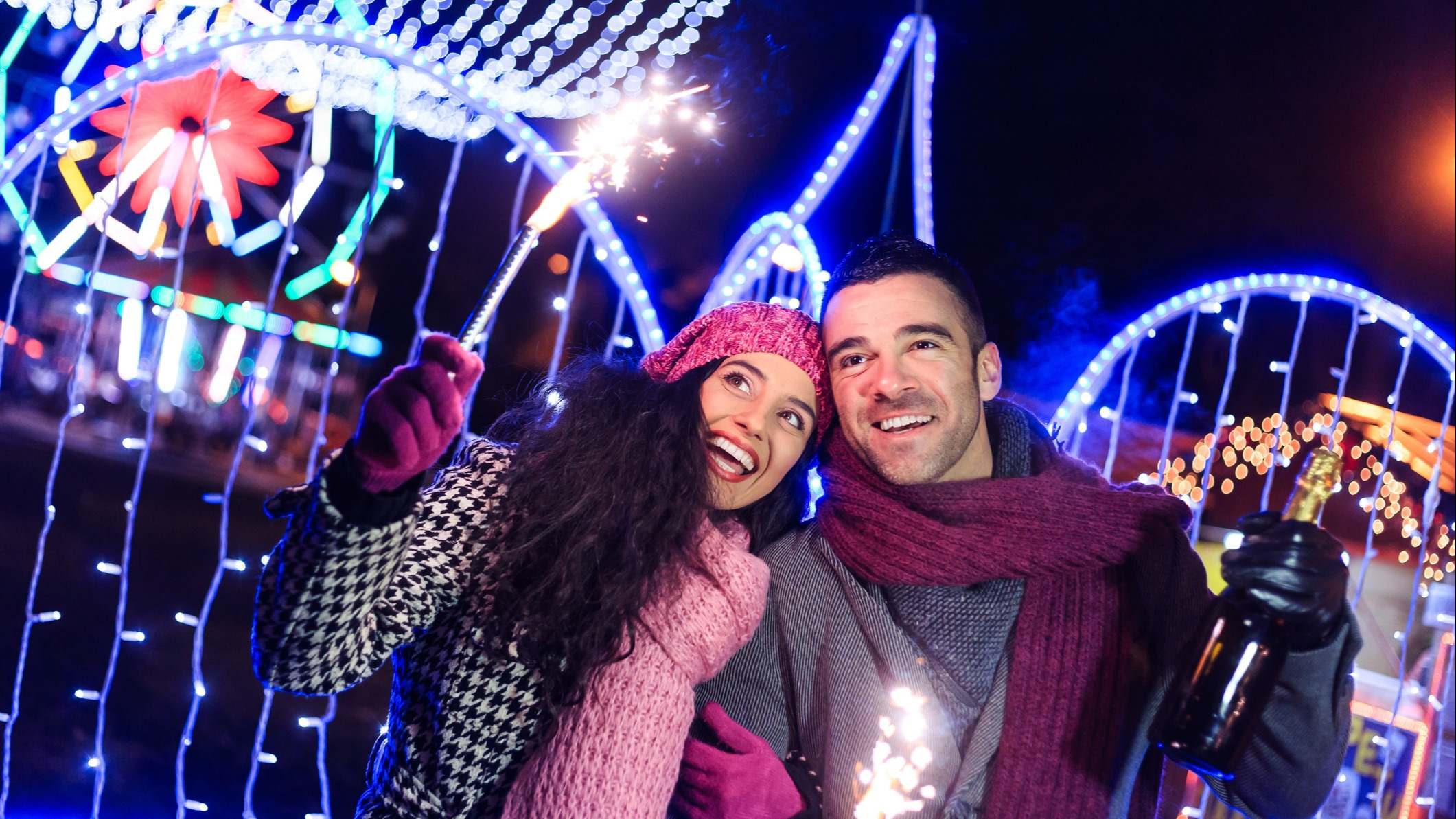 Parque de atracciones en Navidad