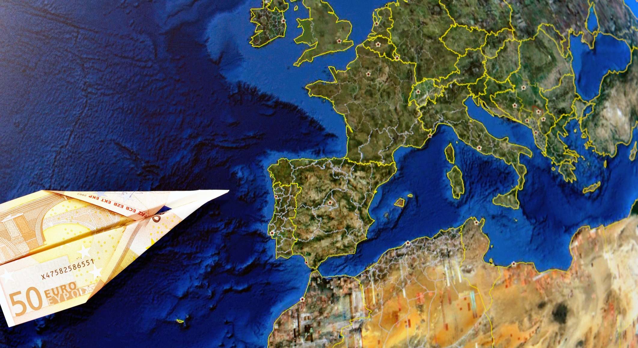 Dinero hacia mapa europeo