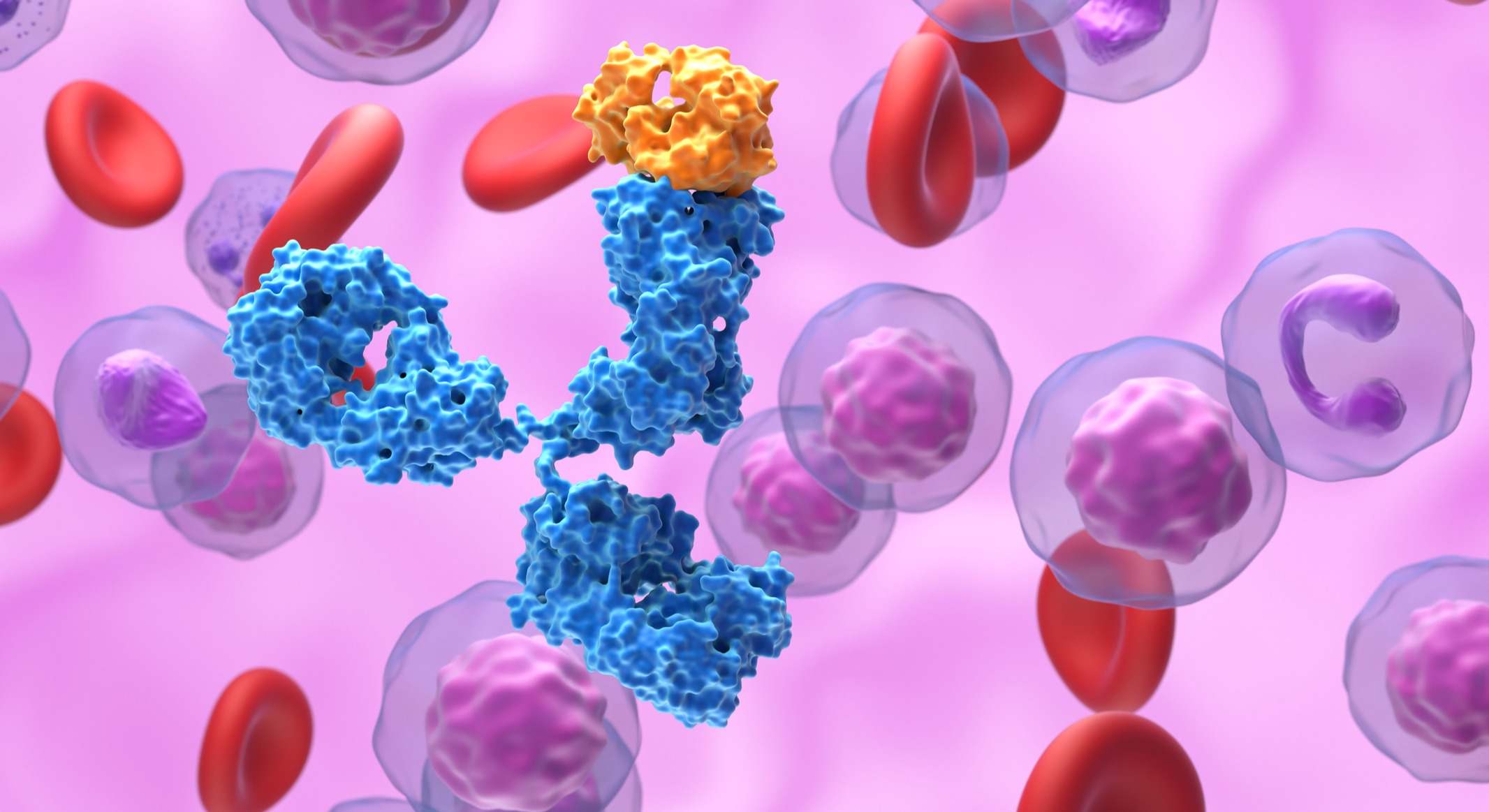 Terapia con anticuerpos monoclonales (mAb) - Ilustración 3D Vista de primer plano