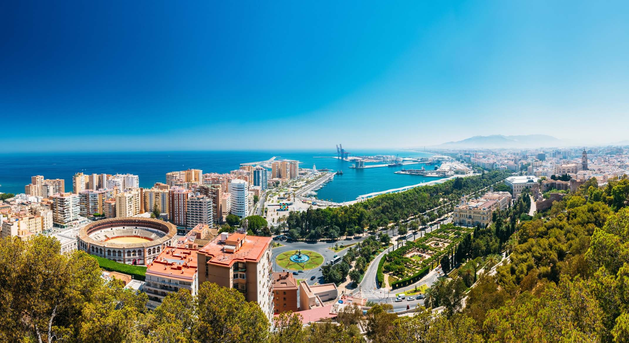 Vista aérea de Málaga, España.