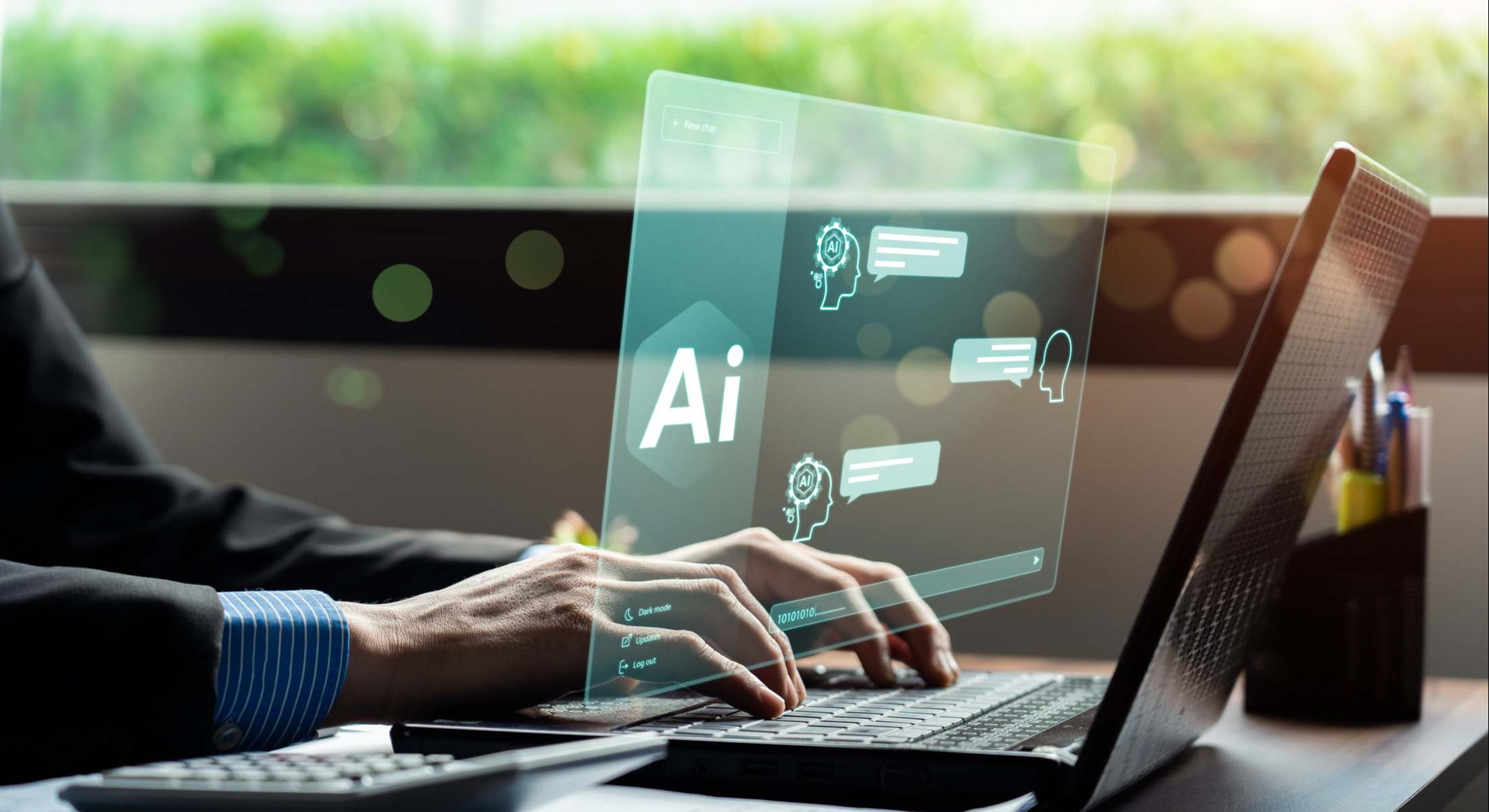 Persona usando la Inteligencia Artificial en su trabajo