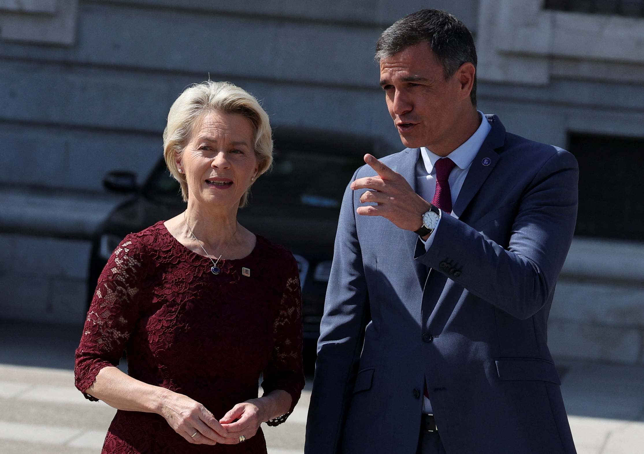 La presidenta de la Comisión Europea, Ursula von der Leyen y el presidente del Gobierno, Pedro Sánchez.