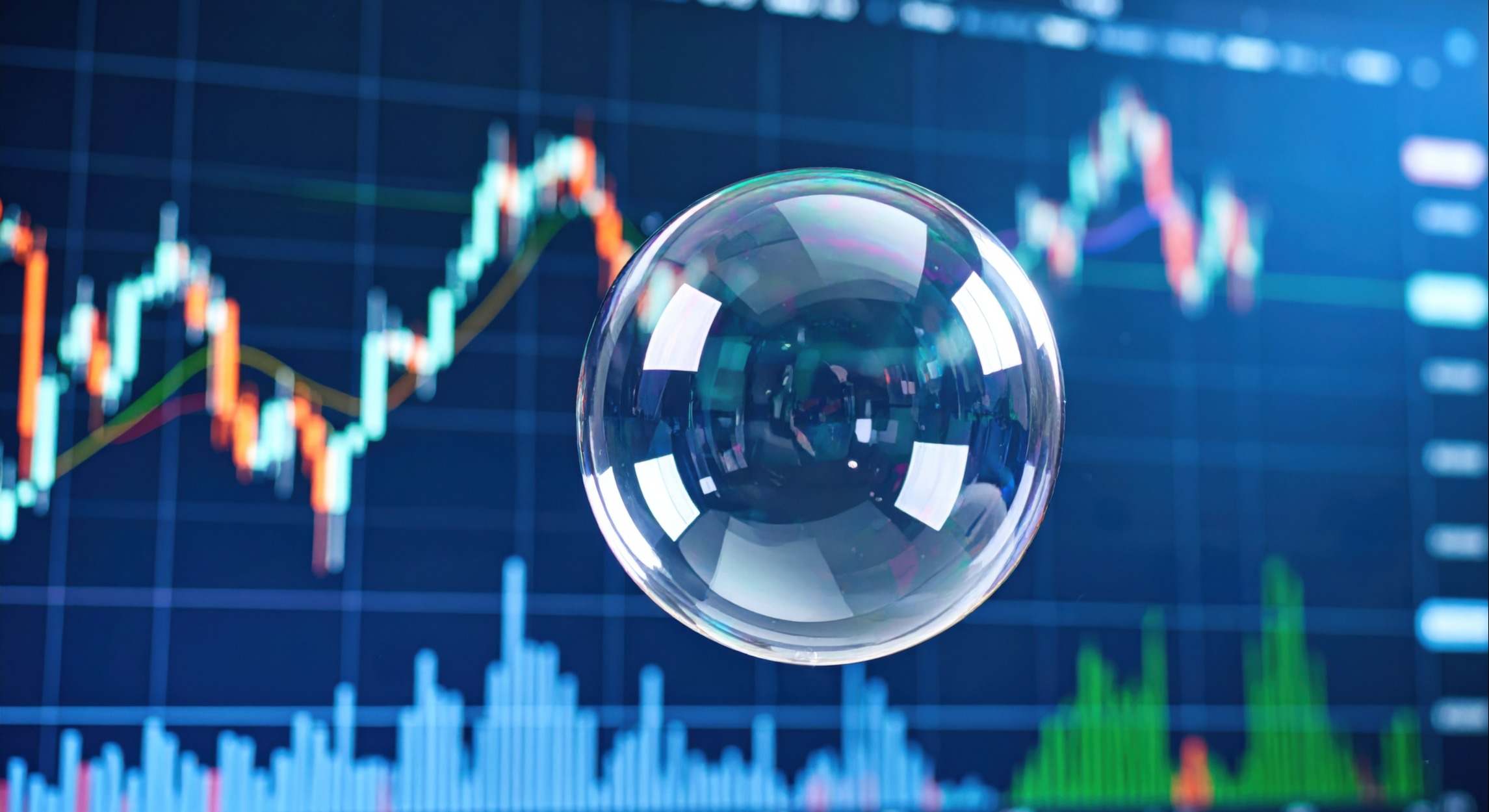 Una burbuja sobre un chart de bolsa