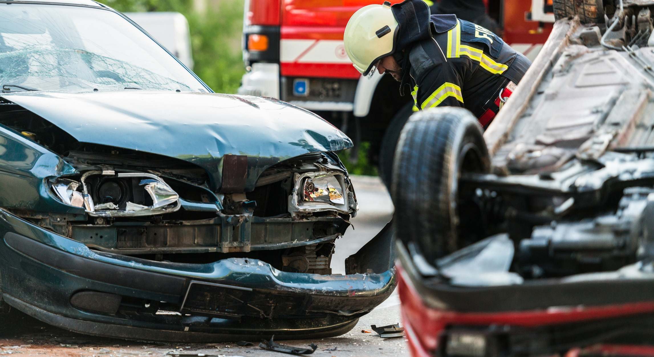 Bombero en un accidente
