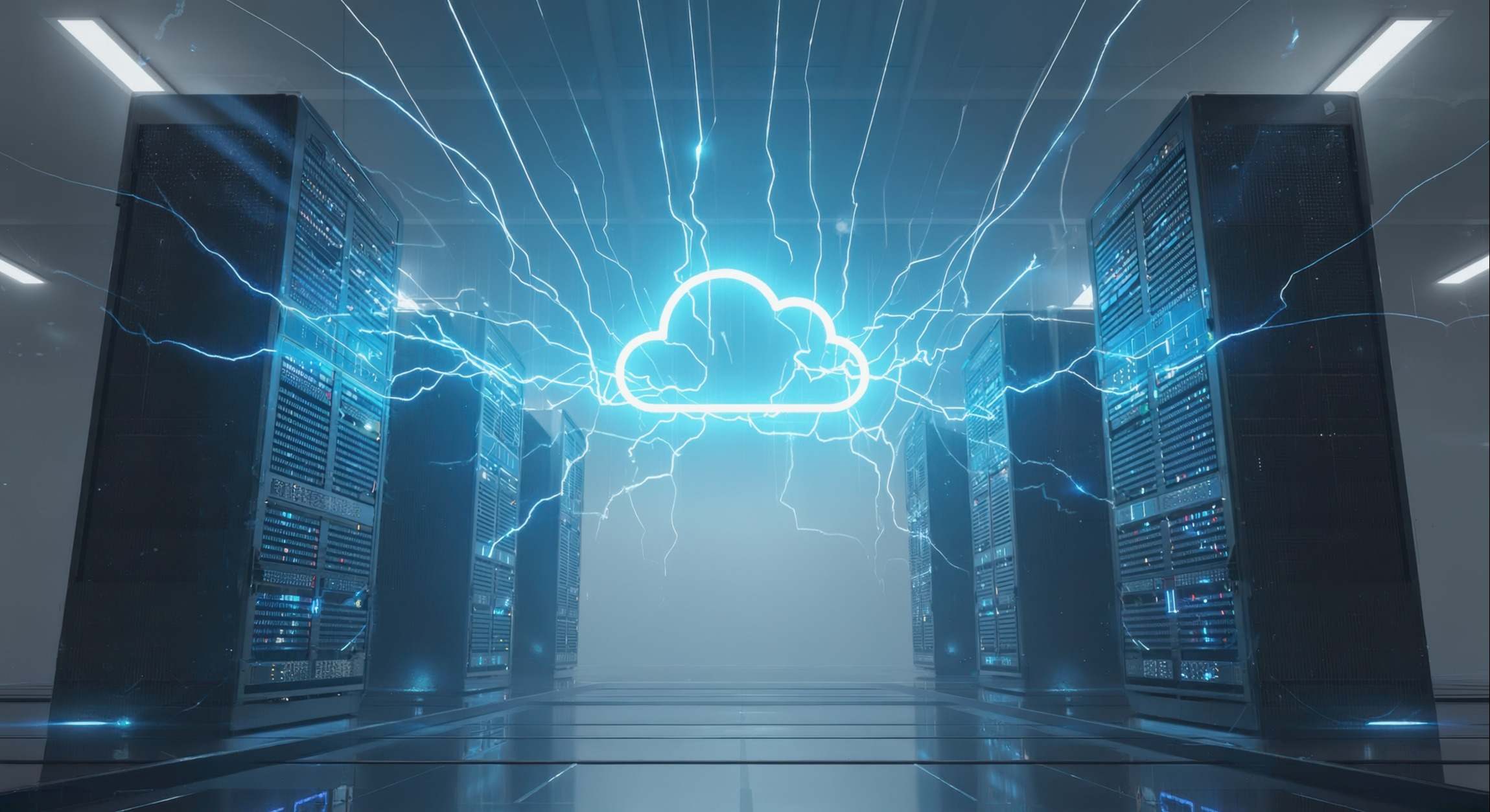 Un centro de datos genera rayos y forma la imagen de una nube