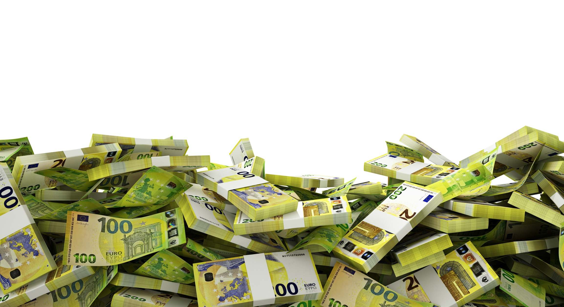 Montones de billetes apilados