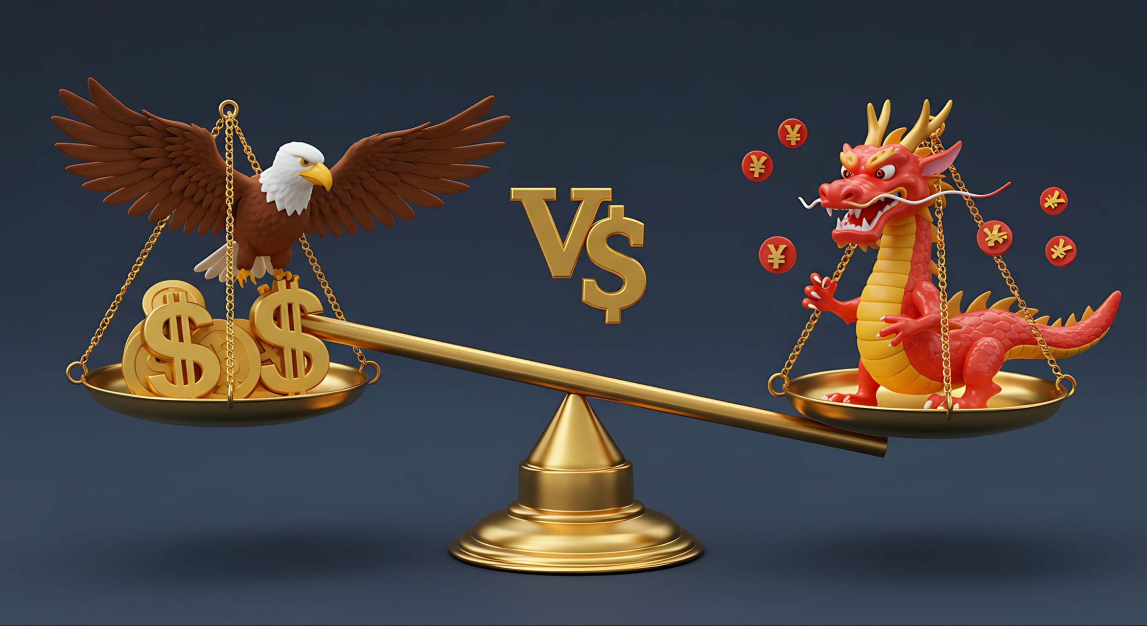 Una balanza con un dragón que pesa más que un águila