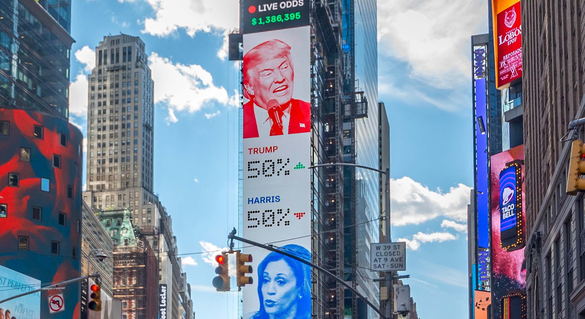Trump vs Harris en Times Square, Nueva York