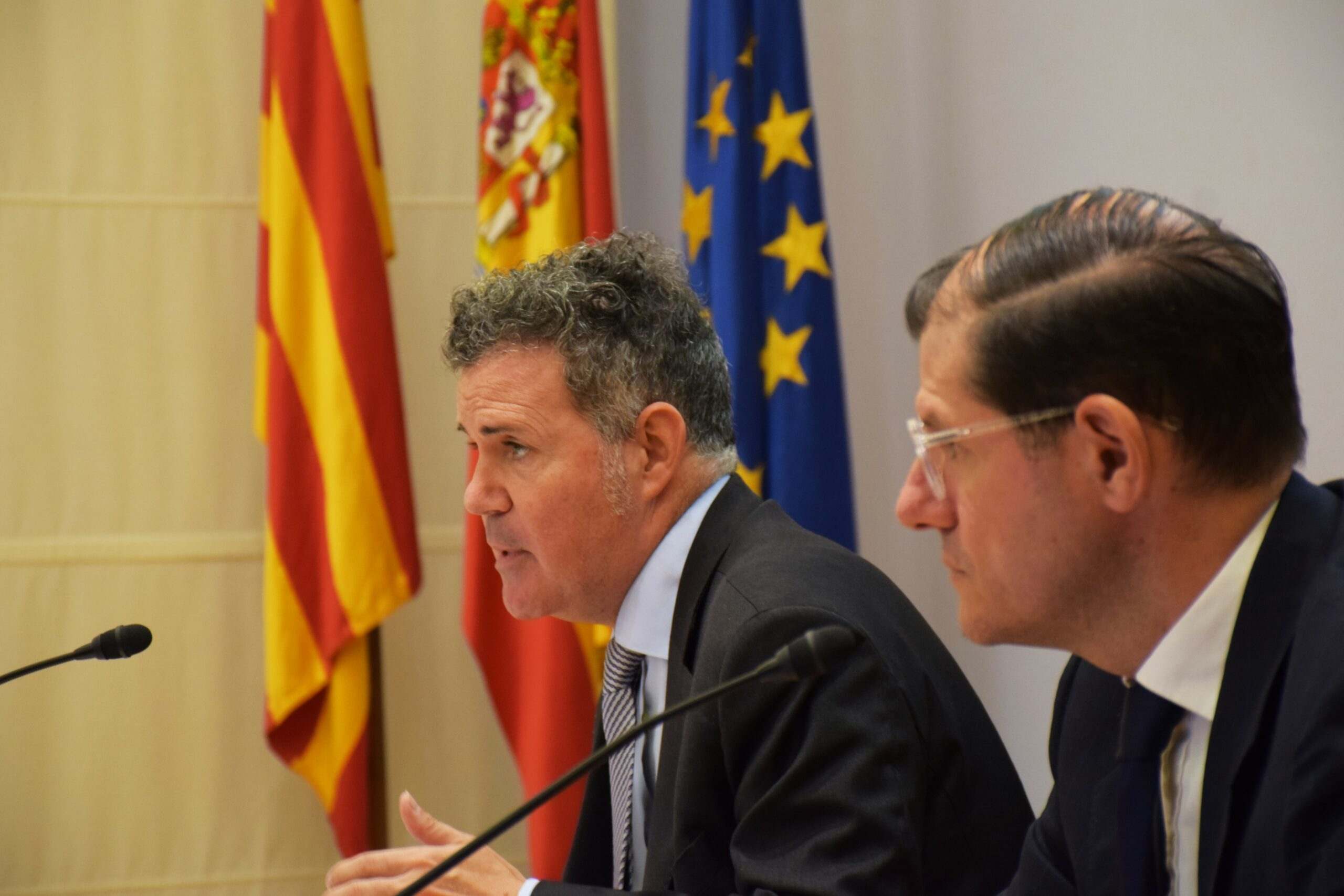 Javier Ibars y Luis Pérez en la sede de Foment del Treball. EE