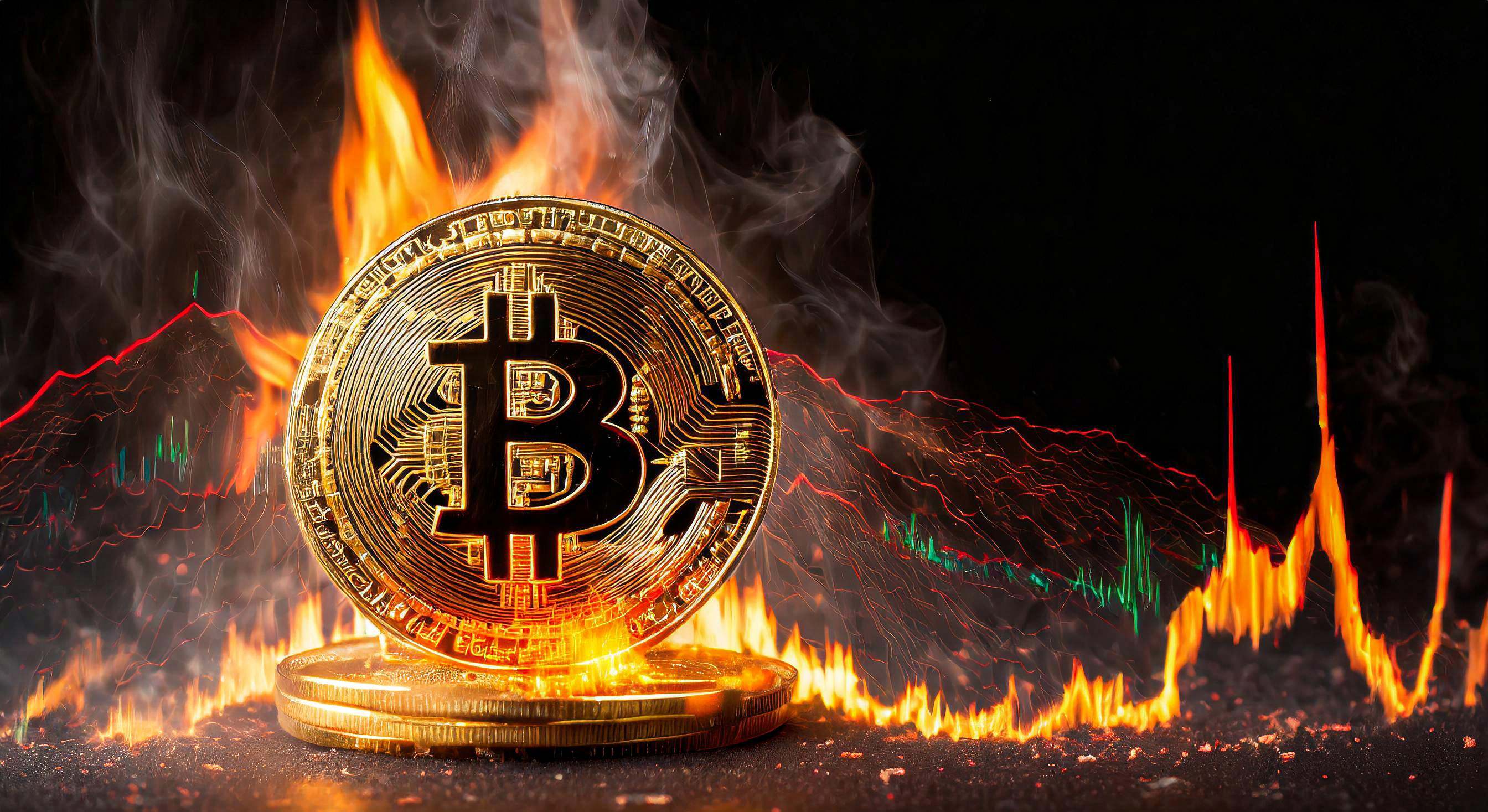 Una moneda de bitcoin 'arde' sobre fiebres bursátiles