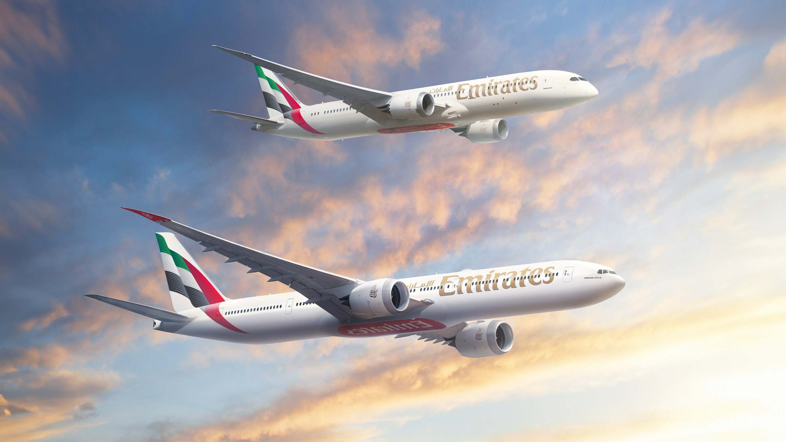 Simulación de dos aviones Boeing de Emirates