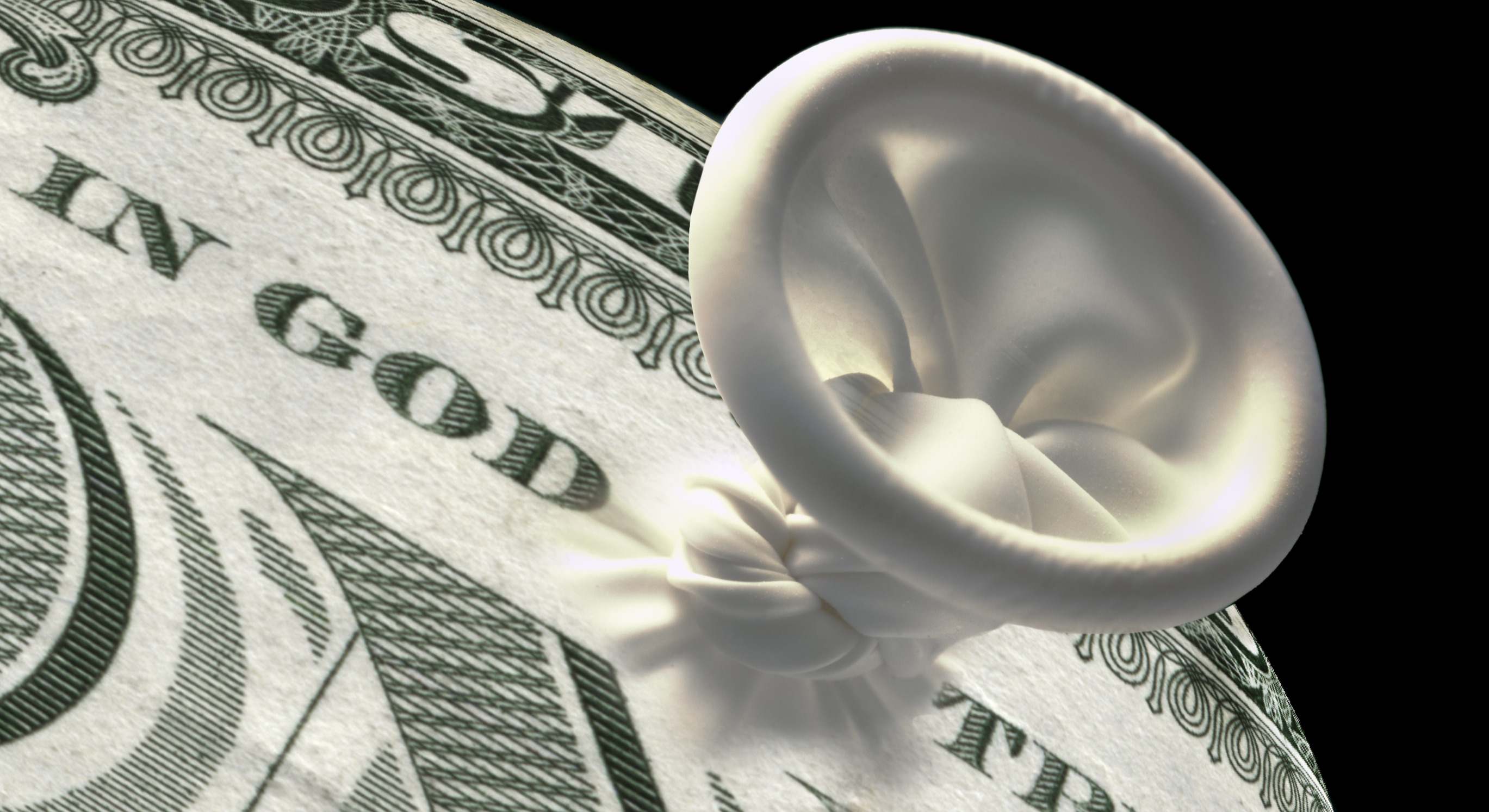 Un billete de dólar inflado como un globo