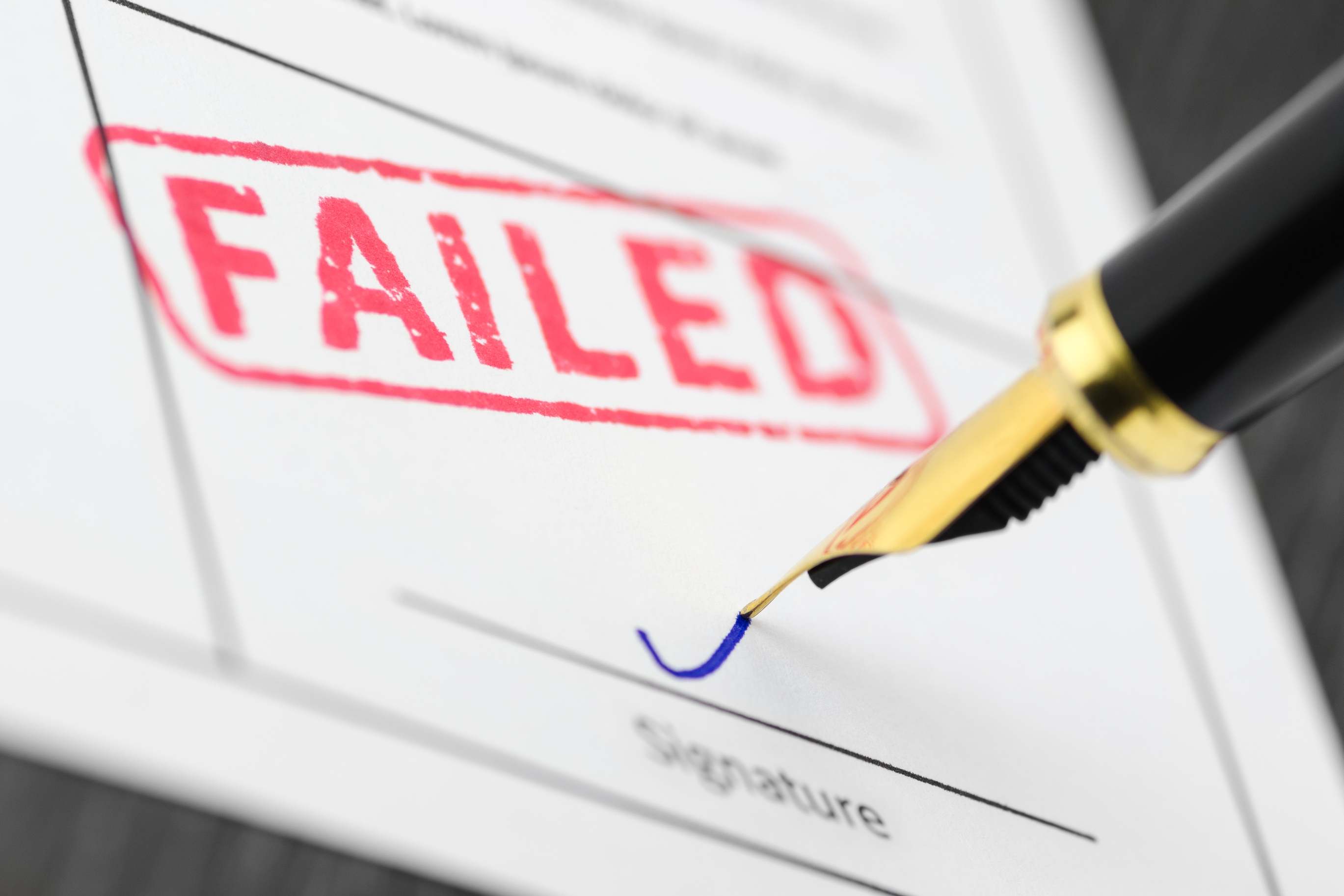 Documento con la palabra failed destacada