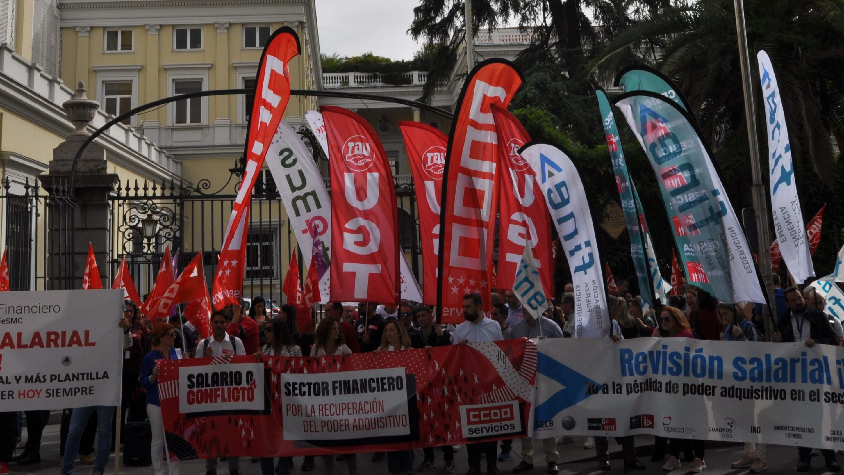 Una de las manifestaciones de los sindicatos de la banca. 