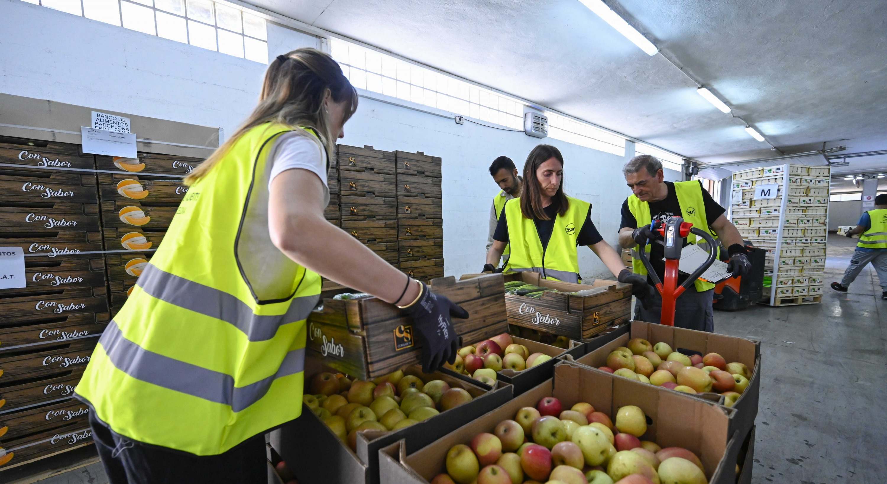 Recogida de alimentos en el almacén. ee