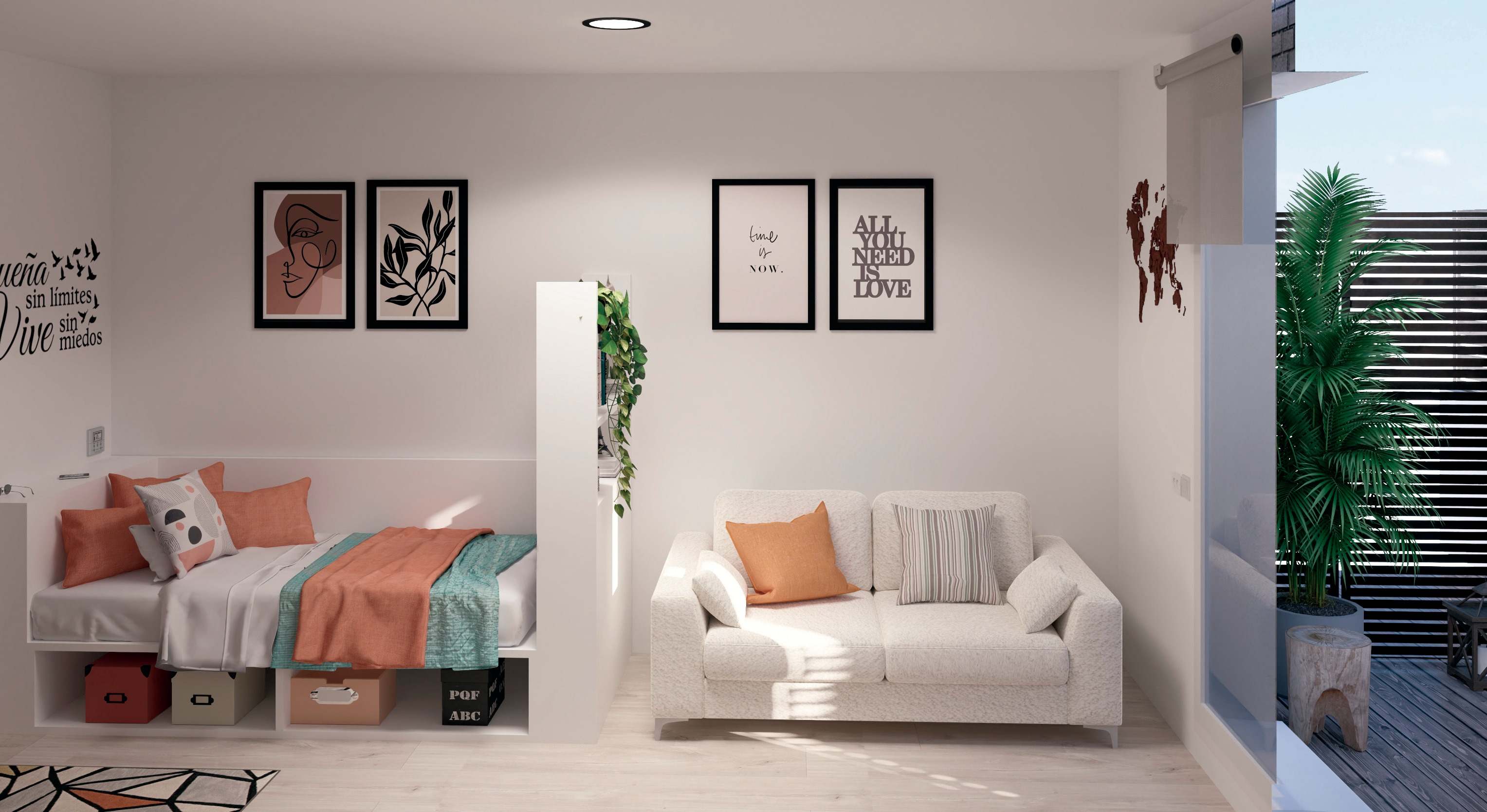 Habitación de la nueva residencia de Resa en Barcelona