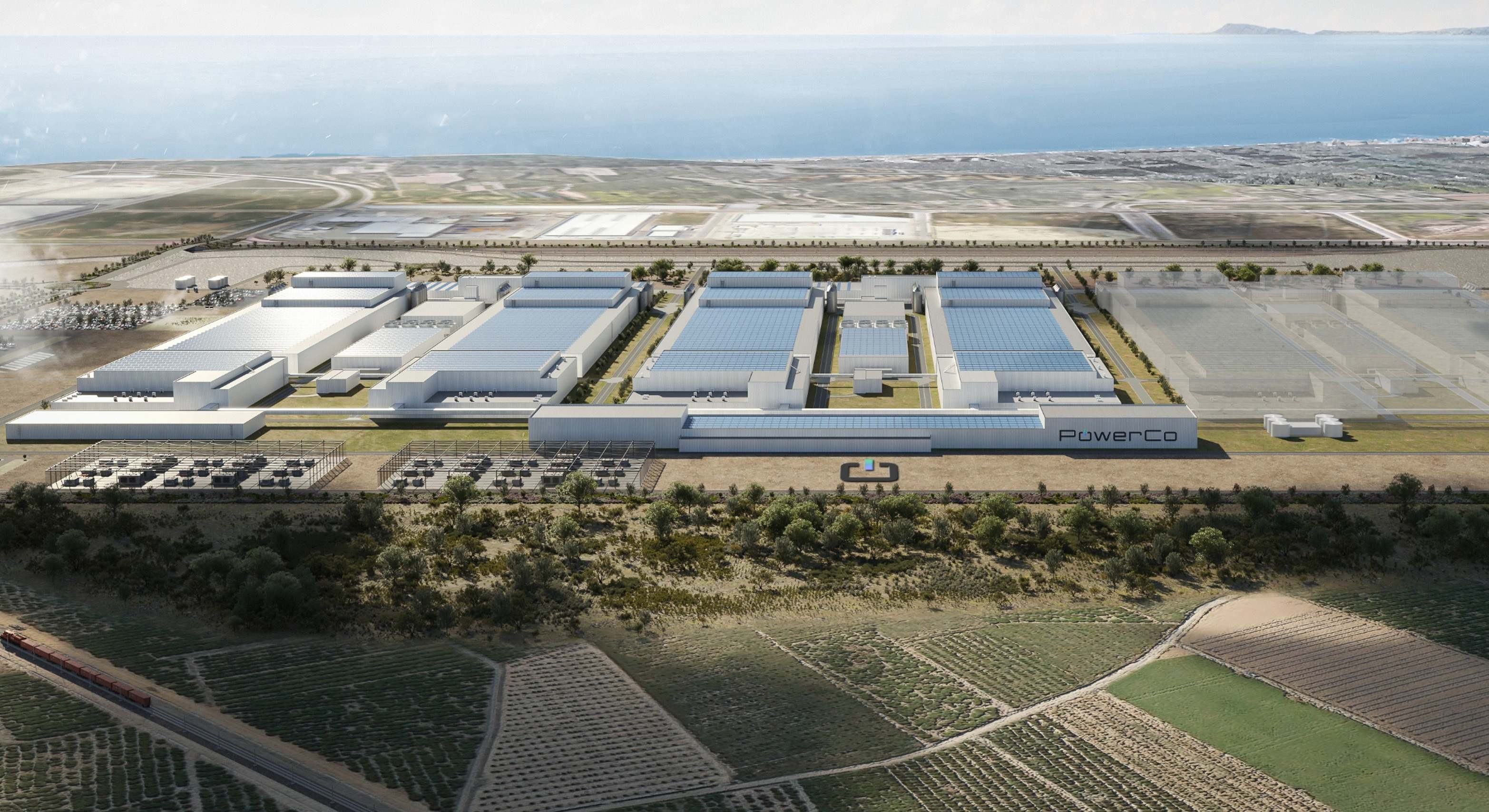 Imagen virtual de la futura gigafactoría con el espacio para su inversión.