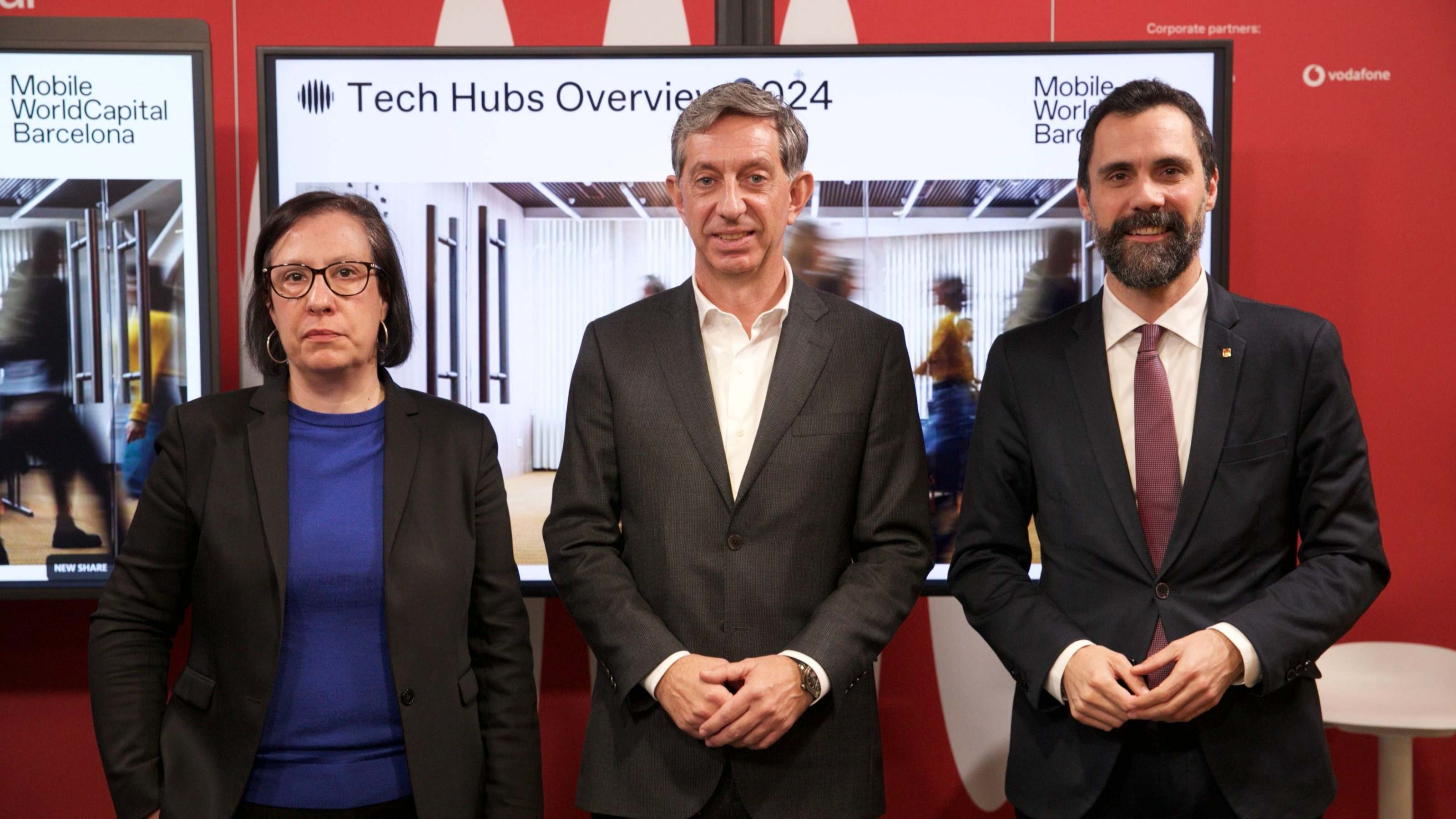 Raquel Gil, Francesc Fajula y Roger Torrent en la presentación del informe Tech Hubs Overview 2024